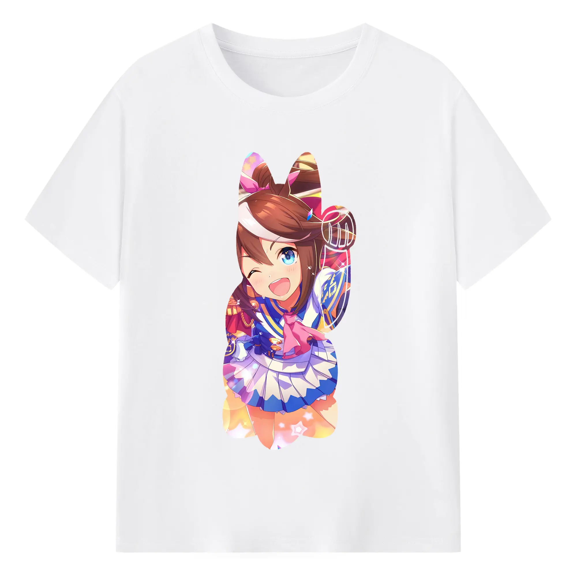 ウマ娘 プリティーダービー グッズ トウカイテイオー - 綿100％ 半袖Tシャツ ・ フロントプリント ・ 快適 通気性 ・ 日常使い 散歩 スポーツ用