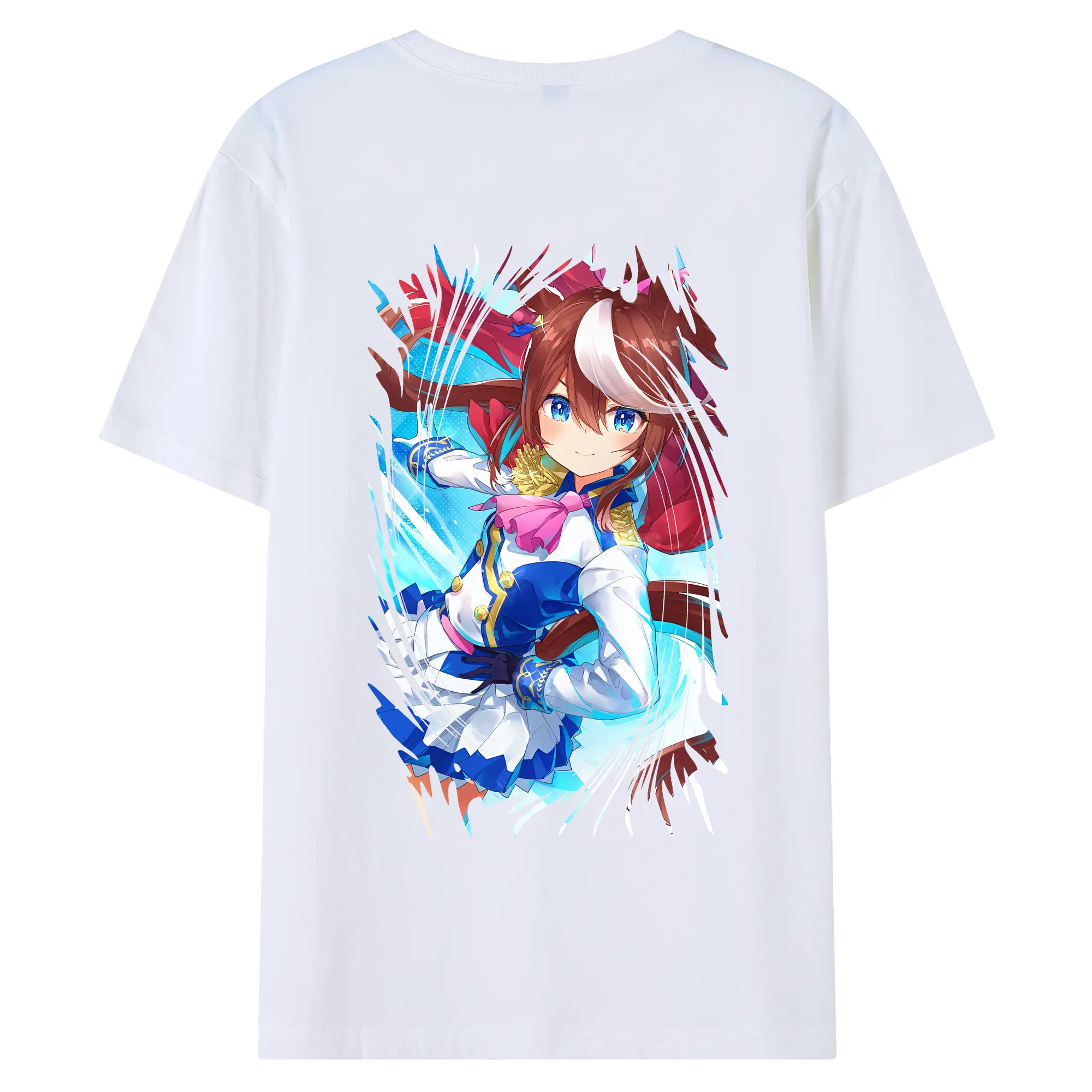 ウマ娘 プリティーダービー グッズ トウカイテイオー - 綿100％ 半袖Tシャツ ・ バックプリント ・ 快適 通気性 ・ 日常使い 散歩 スポーツ用