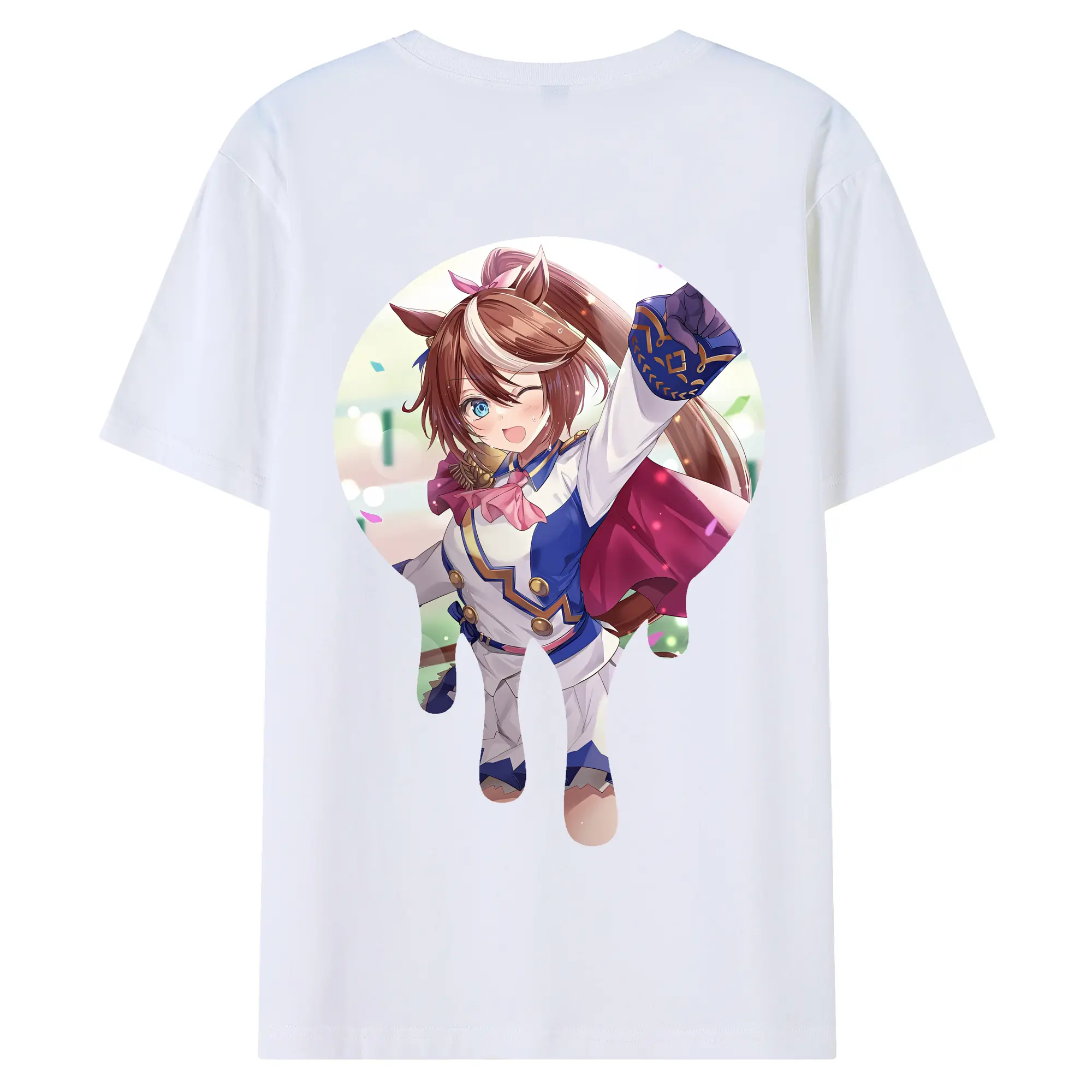 ウマ娘 プリティーダービー グッズ トウカイテイオー - 綿100％ 半袖Tシャツ ・ バックプリント ・ 快適 通気性 ・ 日常使い 散歩 スポーツ用