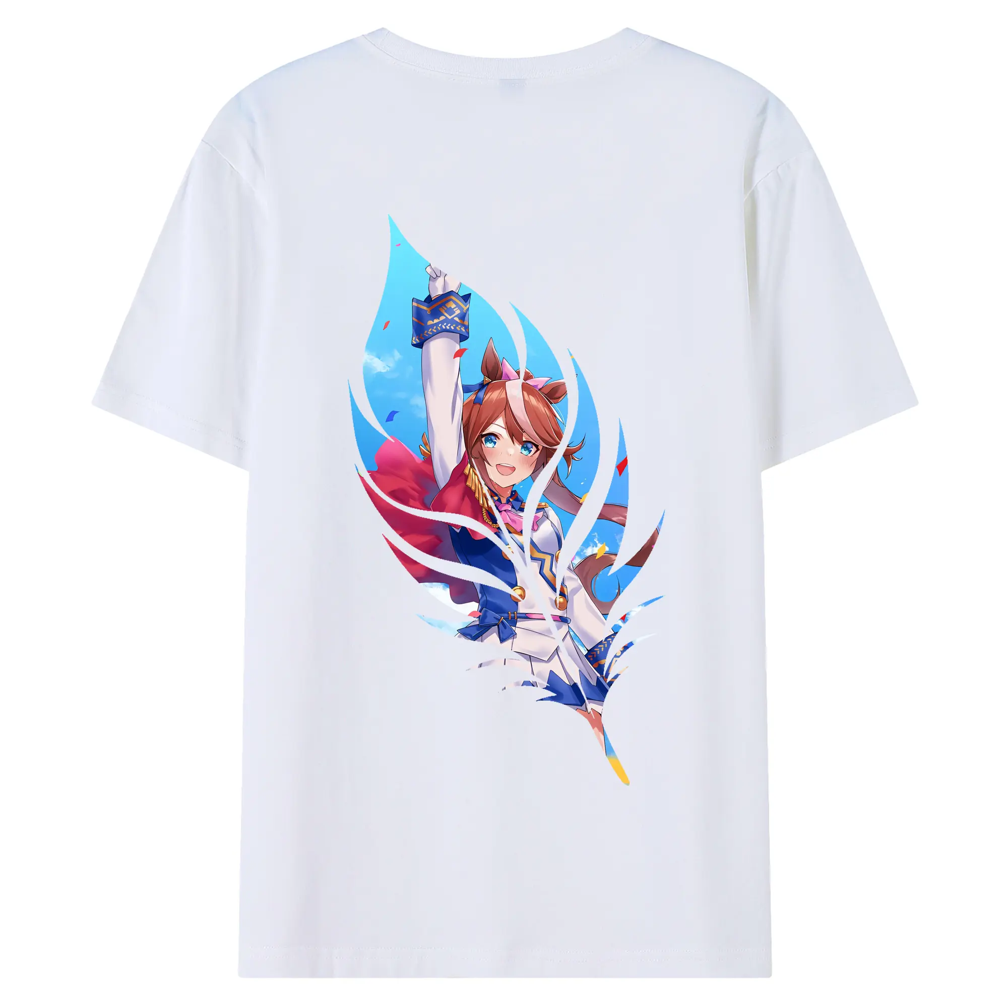 ウマ娘 プリティーダービー グッズ トウカイテイオー - 綿100％ 半袖Tシャツ ・ バックプリント ・ 快適 通気性 ・ 日常使い 散歩 スポーツ用