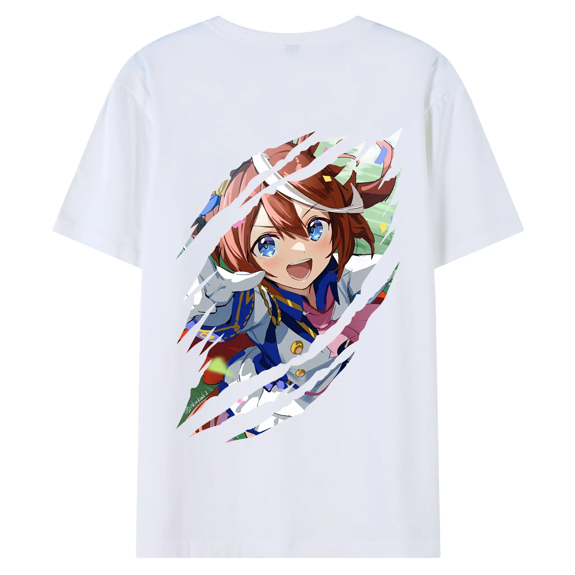 ウマ娘 プリティーダービー グッズ トウカイテイオー - 綿100％ 半袖Tシャツ ・ バックプリント ・ 快適 通気性 ・ 日常使い 散歩 スポーツ用