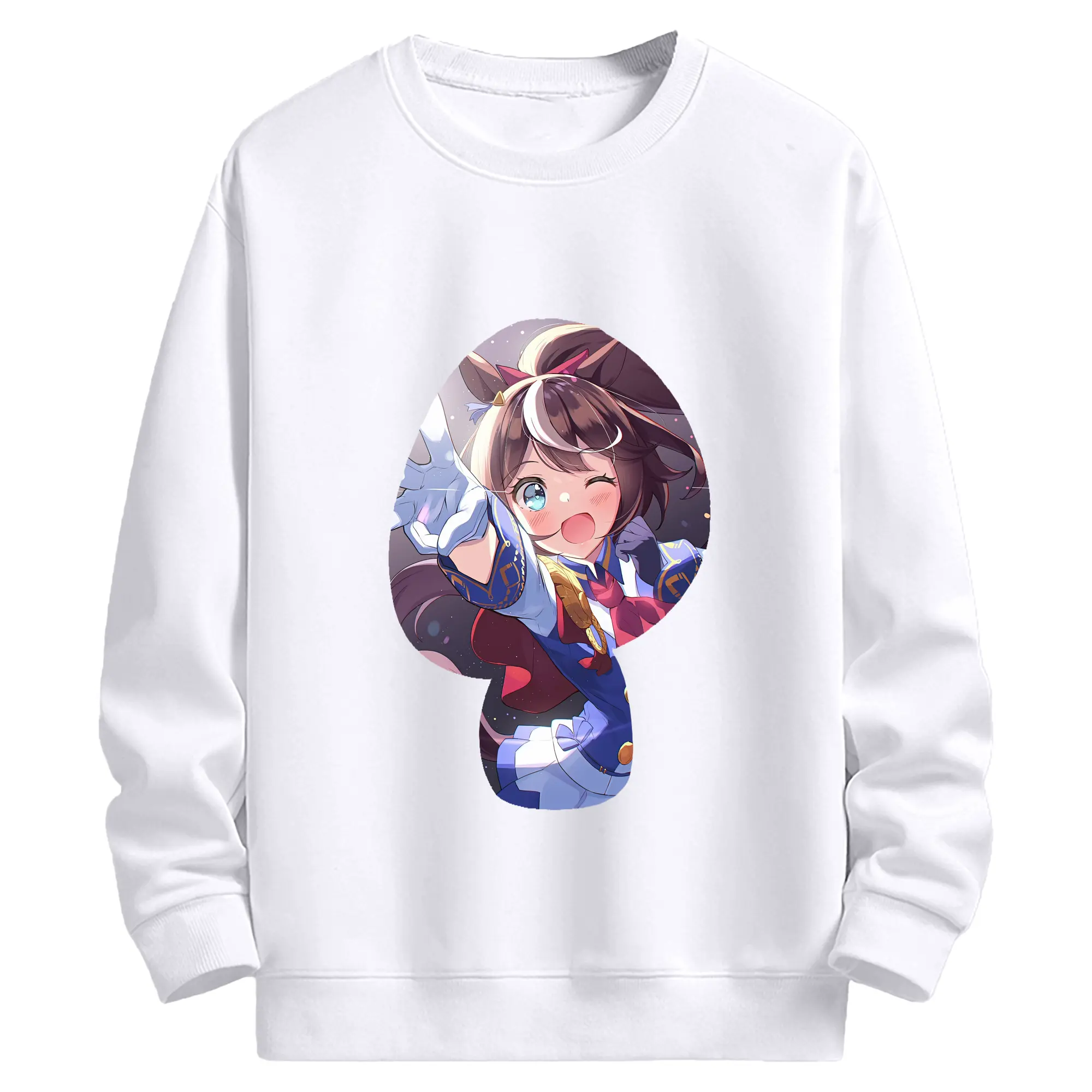 ウマ娘 プリティーダービー グッズ トウカイテイオー - 高品質 クルーネック スウェット ・ コットン59％ ポリエステル41％ ・ ユニセックス 長袖 トレーナー ・ カジュアル デイリー スポーツ 散歩用