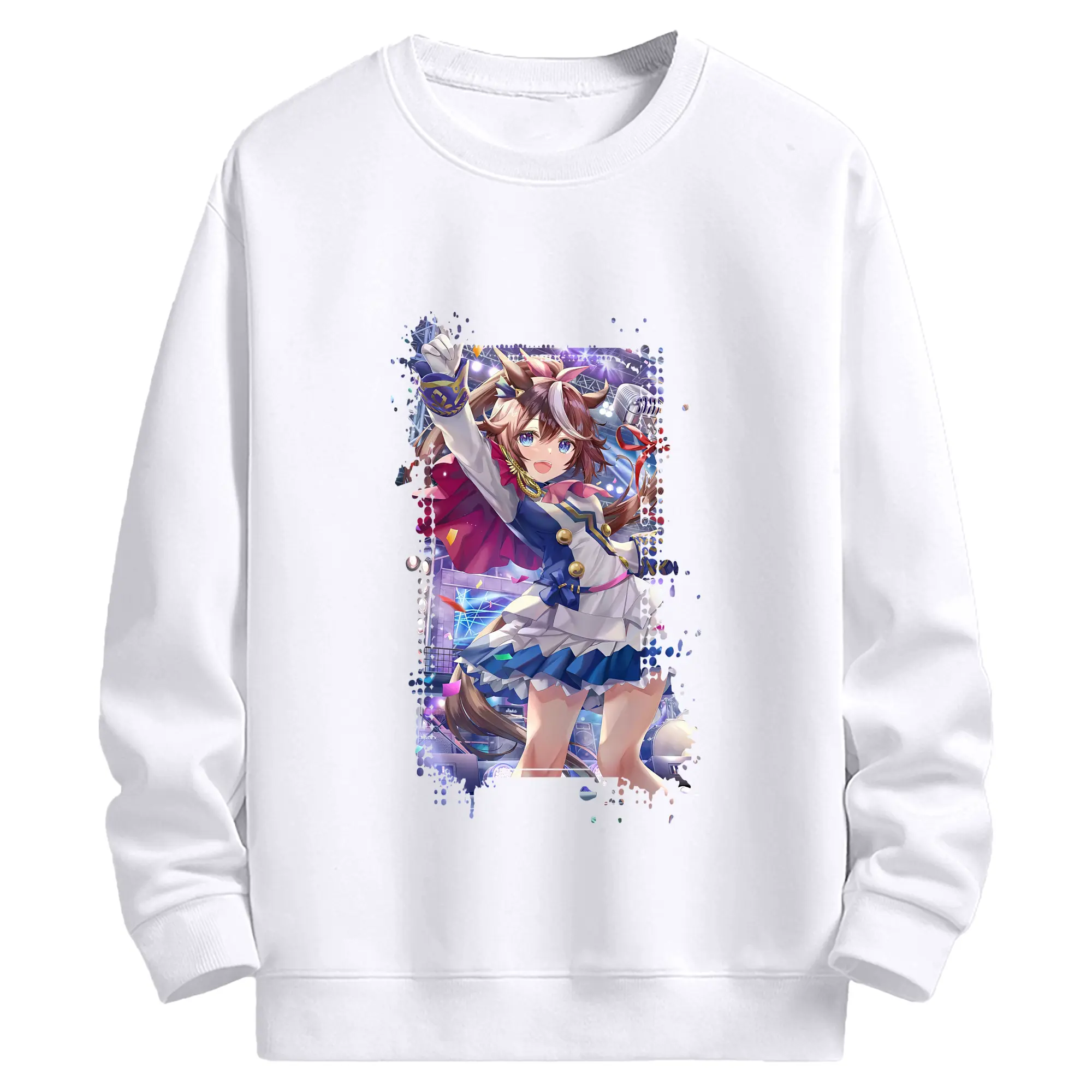 ウマ娘 プリティーダービー グッズ トウカイテイオー - 高品質 クルーネック スウェット ・ コットン59％ ポリエステル41％ ・ ユニセックス 長袖 トレーナー ・ カジュアル デイリー スポーツ 散歩用