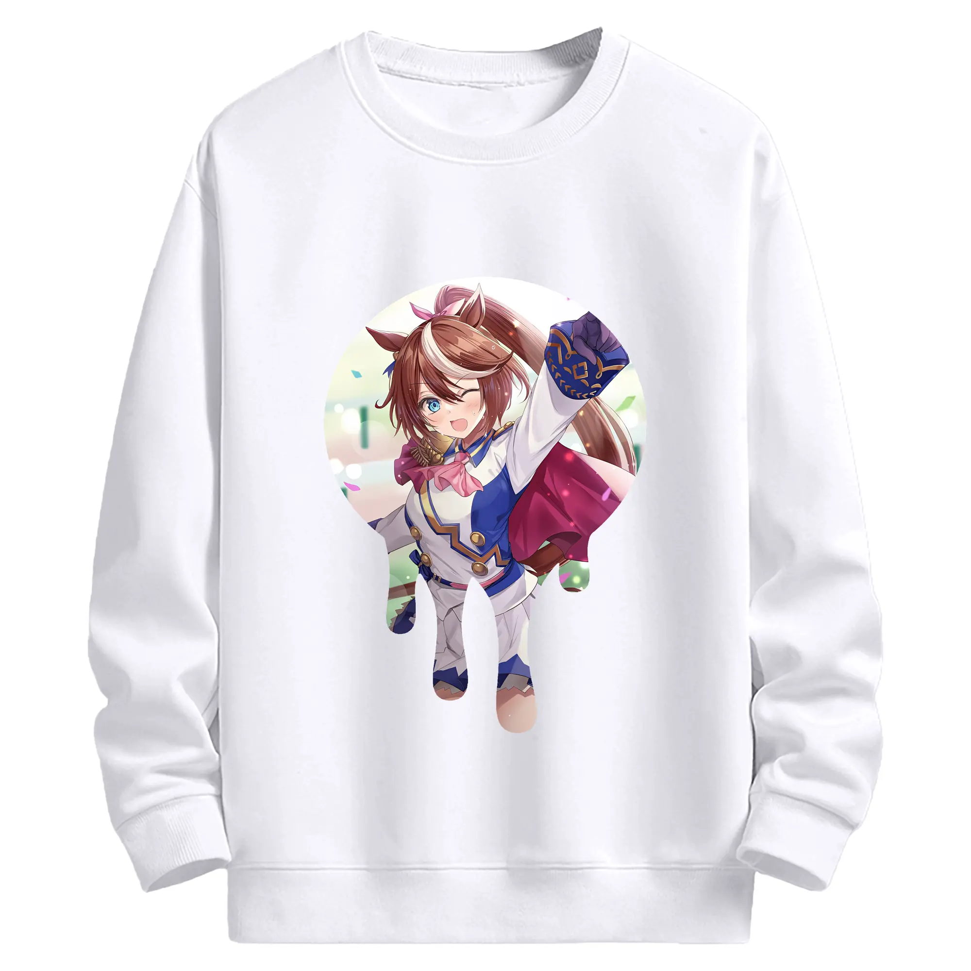 ウマ娘 プリティーダービー グッズ トウカイテイオー - 高品質 クルーネック スウェット ・ コットン59％ ポリエステル41％ ・ ユニセックス 長袖 トレーナー ・ カジュアル デイリー スポーツ 散歩用