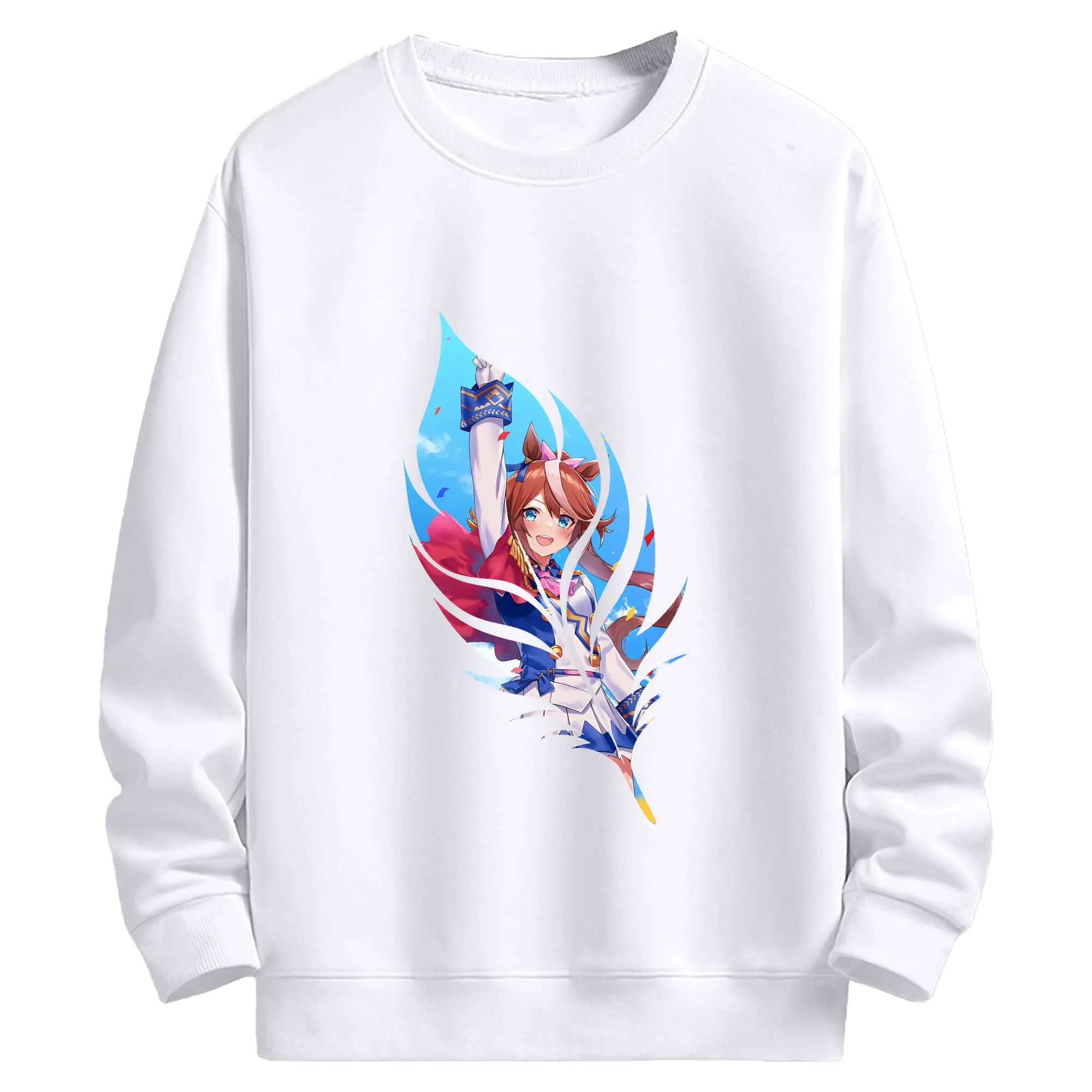 ウマ娘 プリティーダービー グッズ トウカイテイオー - 高品質 クルーネック スウェット ・ コットン59％ ポリエステル41％ ・ ユニセックス 長袖 トレーナー ・ カジュアル デイリー スポーツ 散歩用