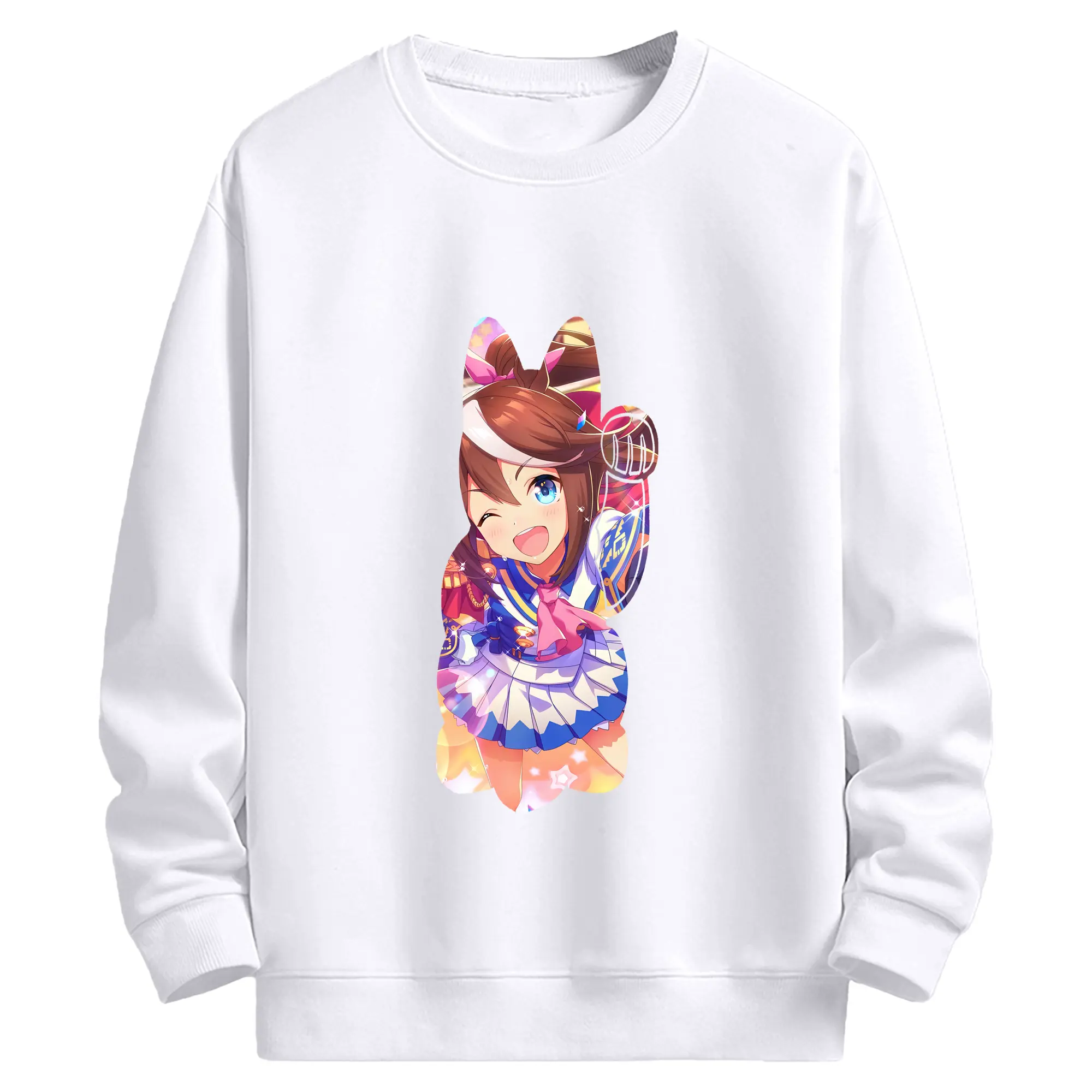 ウマ娘 プリティーダービー グッズ トウカイテイオー - 高品質 クルーネック スウェット ・ コットン59％ ポリエステル41％ ・ ユニセックス 長袖 トレーナー ・ カジュアル デイリー スポーツ 散歩用