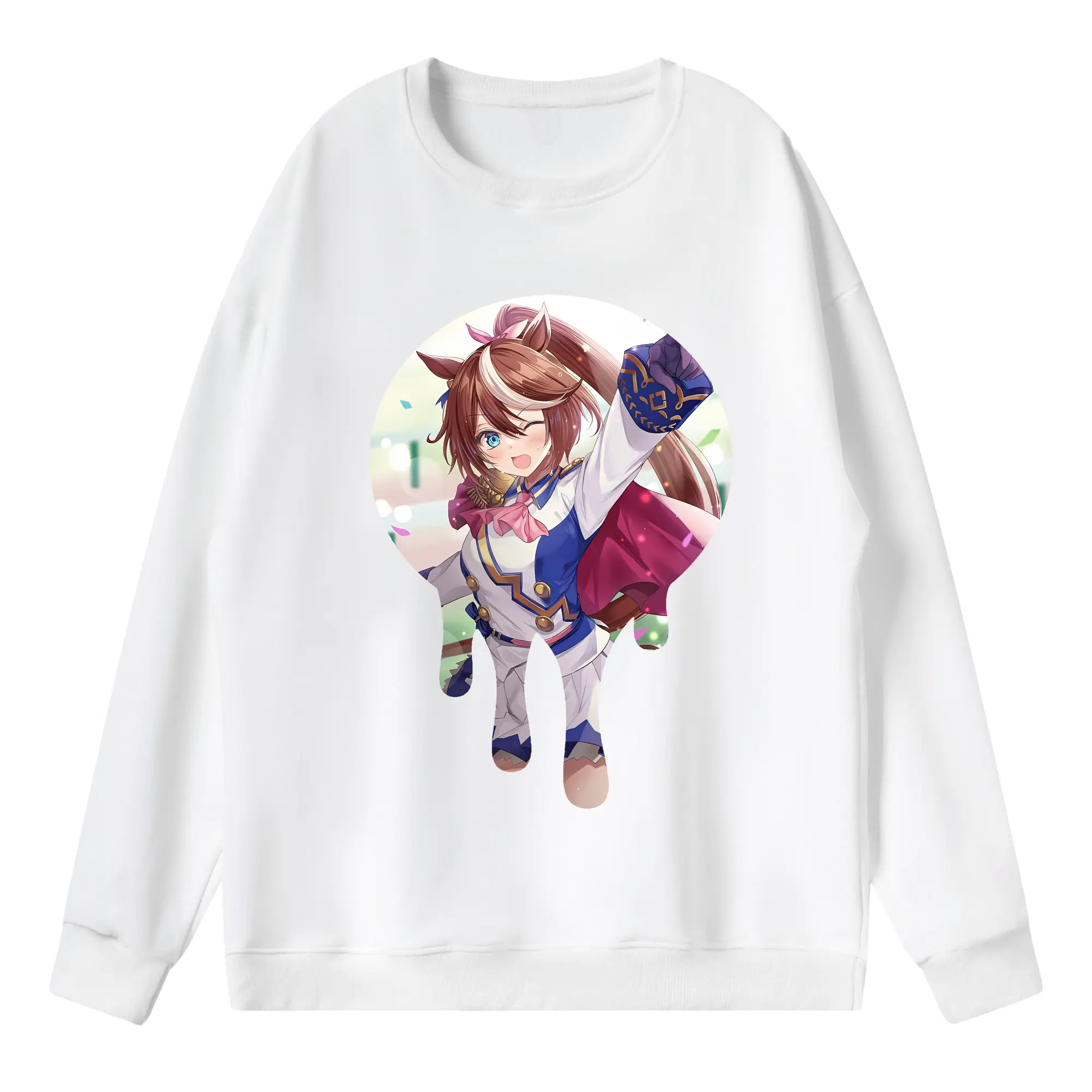 ウマ娘 プリティーダービー グッズ トウカイテイオー - 薄手 クルーネック スウェット 裏毛260g · ポリエステル 春秋向け カジュアル 男女兼用 · トレーナー デイリー スポーツ 散歩に最適