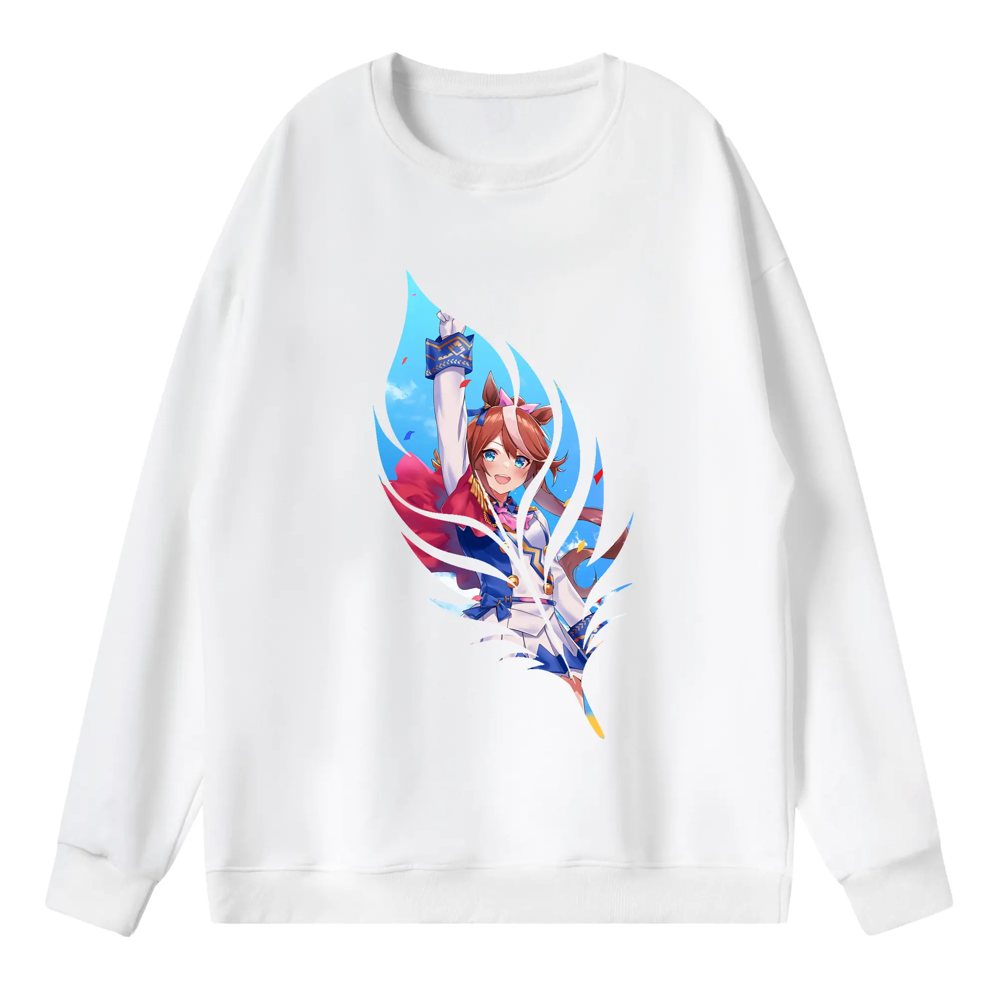 ウマ娘 プリティーダービー グッズ トウカイテイオー - 薄手 クルーネック スウェット 裏毛260g · ポリエステル 春秋向け カジュアル 男女兼用 · トレーナー デイリー スポーツ 散歩に最適