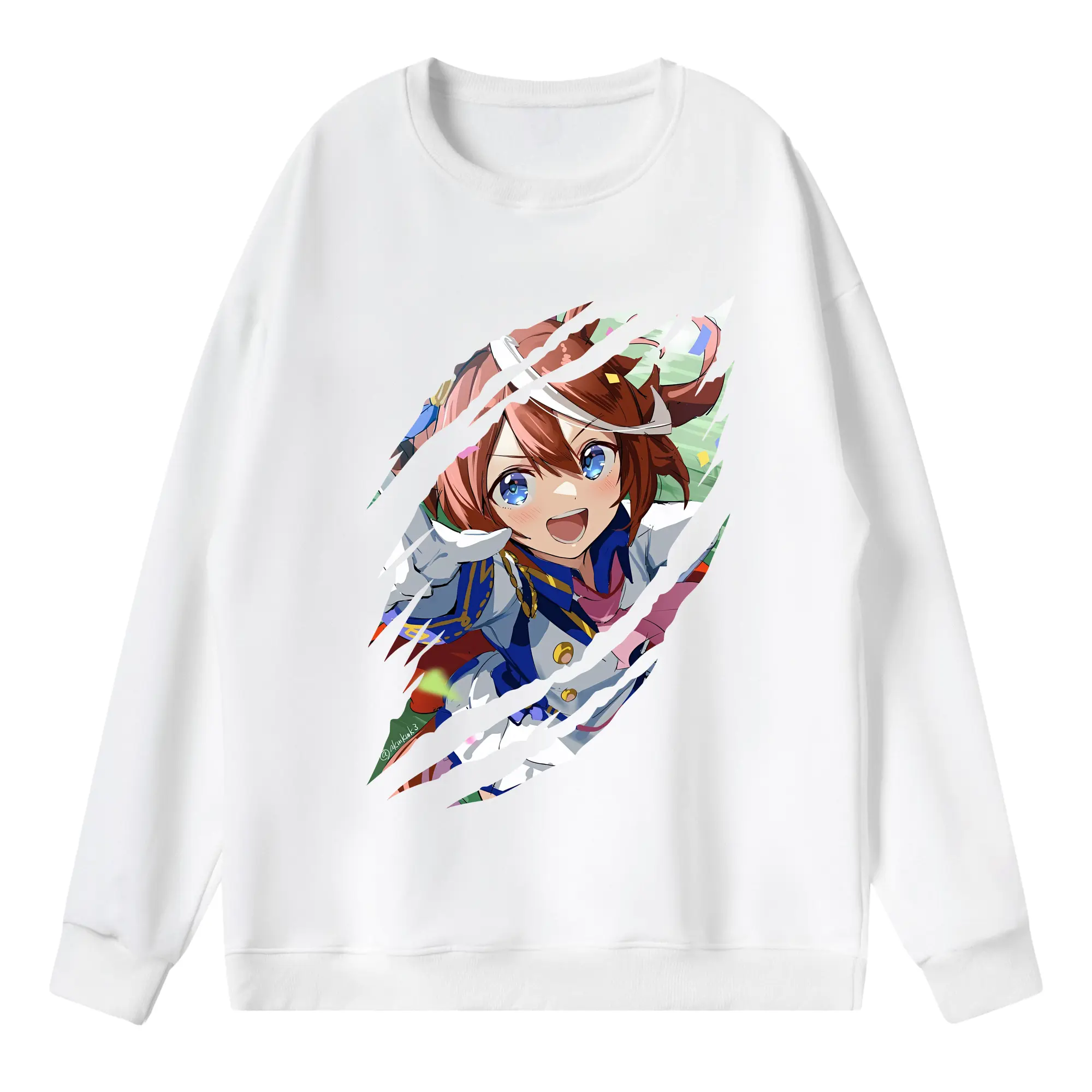 ウマ娘 プリティーダービー グッズ トウカイテイオー - 薄手 クルーネック スウェット 裏毛260g · ポリエステル 春秋向け カジュアル 男女兼用 · トレーナー デイリー スポーツ 散歩に最適