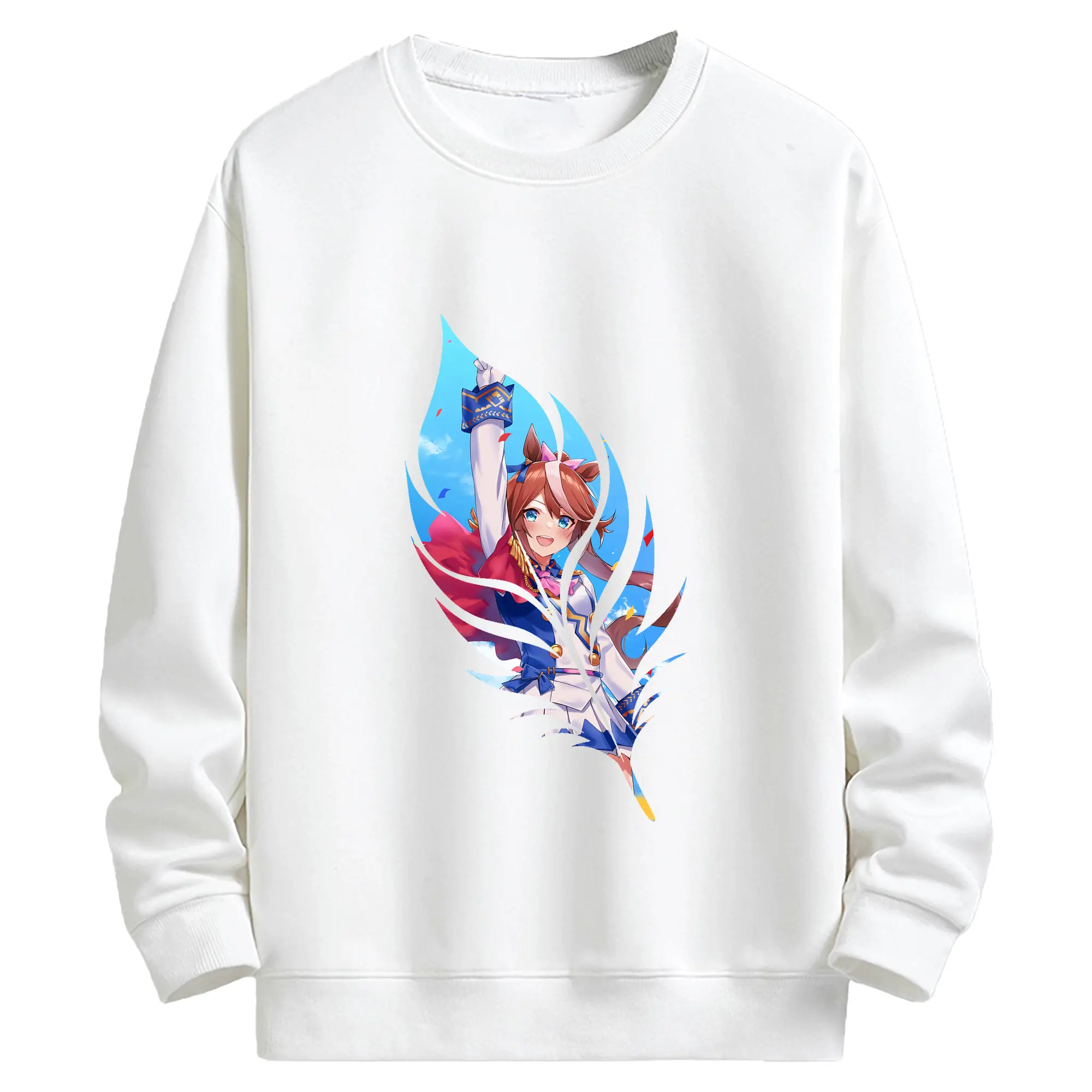 ウマ娘 プリティーダービー グッズ トウカイテイオー - キッズ クルーネックスウェットシャツ ・ フロントプリント ・ 綿80％ ポリエステル20％ ・ 快適 通学 スポーツ 日常使い お散歩用