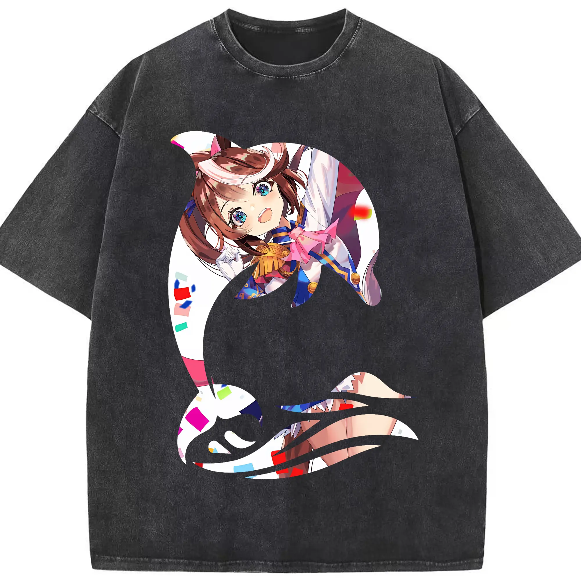 ウマ娘 プリティーダービー グッズ トウカイテイオー - 綿100％ ヴィンテージ風 半袖Tシャツ ・ フロントプリント ・ 柔らか肌触り ・ 通気性 快適 ・ スポーツ カジュアル 外出用