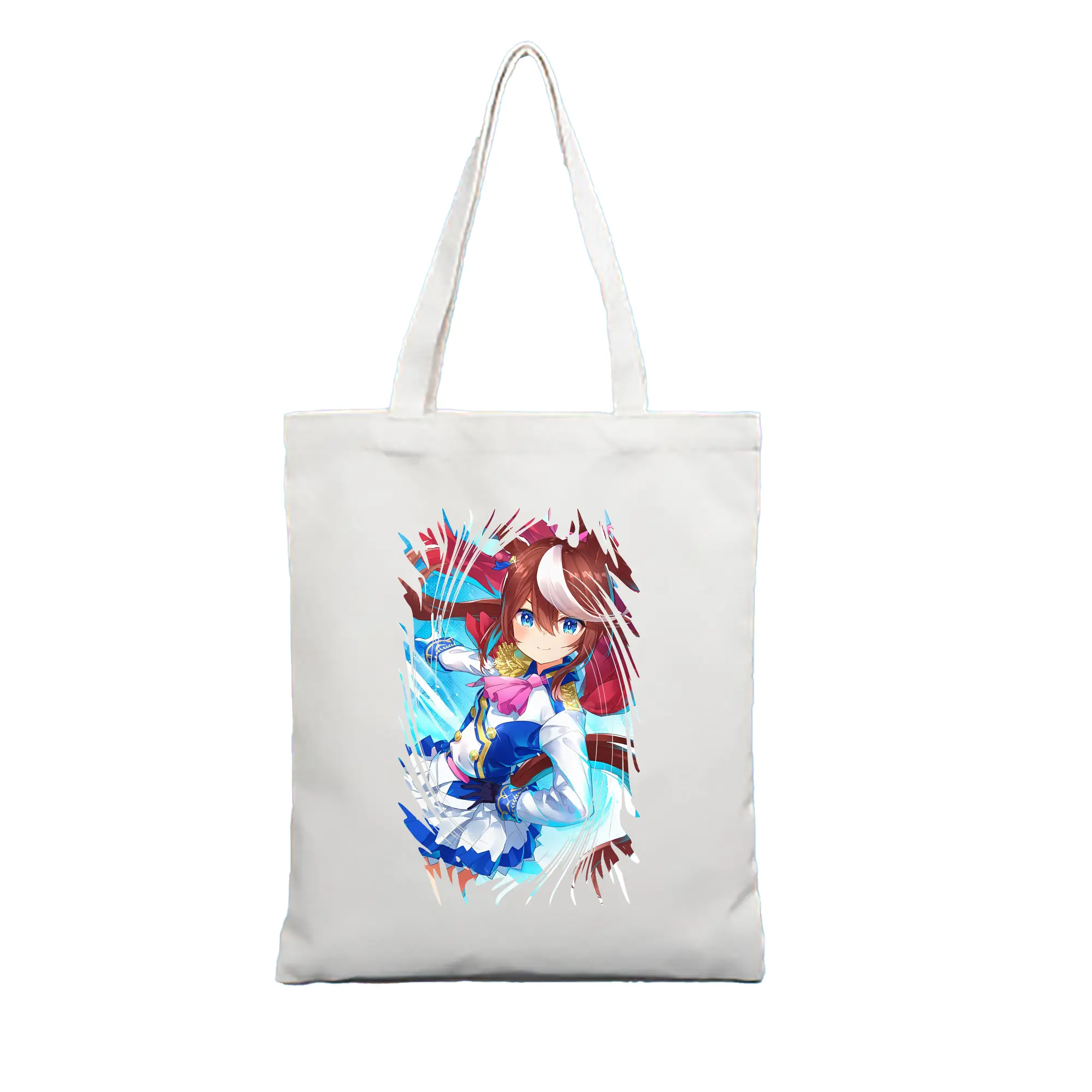 ウマ娘 プリティーダービー グッズ トウカイテイオー - 縦型キャンバス手提げバッグ（トートバッグ） ・ キャンバス素材 ・ ショッピング用 ・ 軽量 丈夫 お手入れ簡単