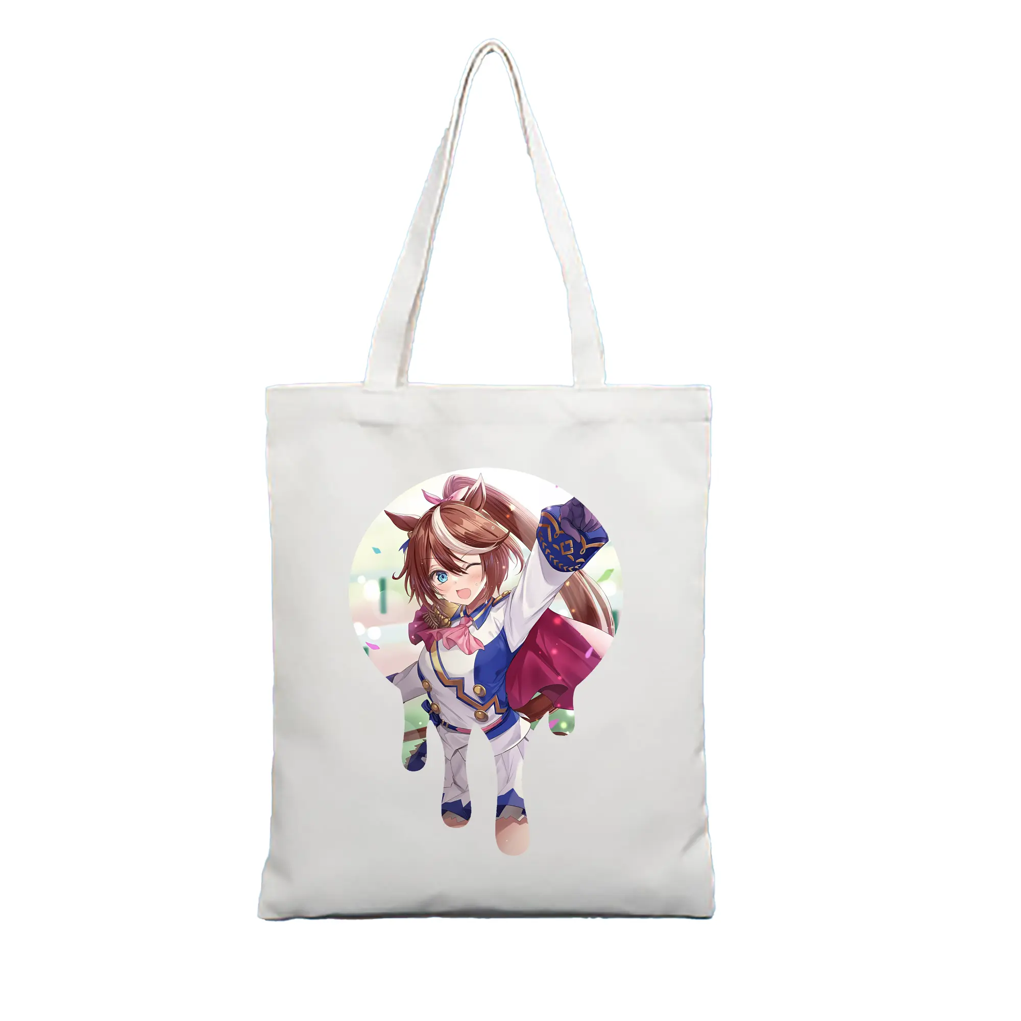 ウマ娘 プリティーダービー グッズ トウカイテイオー - 縦型キャンバス手提げバッグ（トートバッグ） ・ キャンバス素材 ・ ショッピング用 ・ 軽量 丈夫 お手入れ簡単