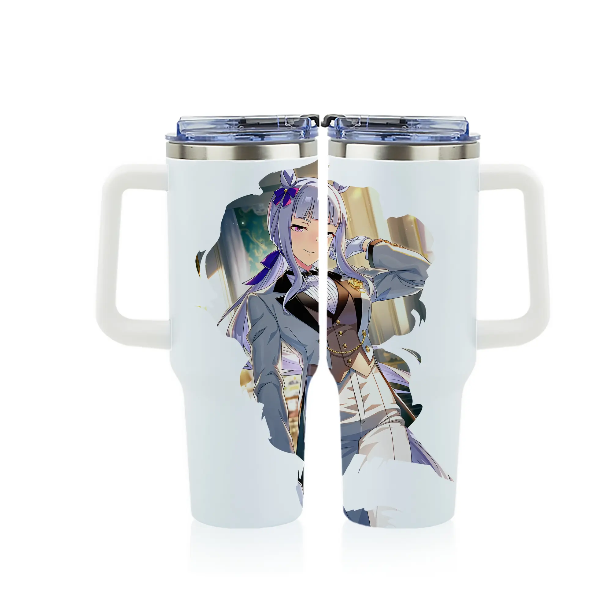 ウマ娘 プリティーダービー グッズ ゴールドシップ - 1200mL フルプリント車用タンブラー ・ 304ステンレス 内側 ・ 201ステンレス 外側 ・ 保温 保冷 ・ 通勤 ドライブ アウトドア用