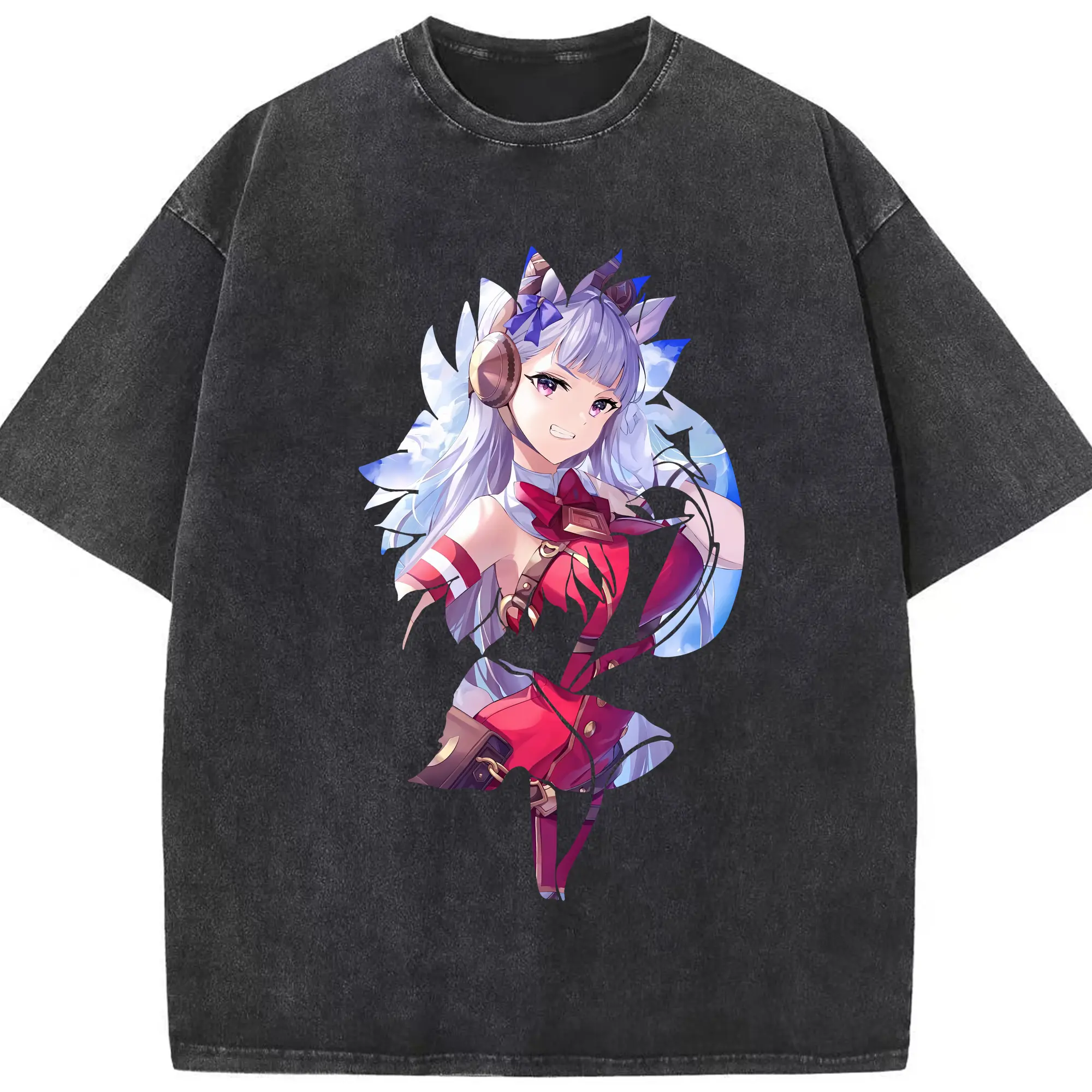 ウマ娘 プリティーダービー グッズ ゴールドシップ - 綿100％ ヴィンテージ風 半袖Tシャツ ・ フロントプリント ・ 柔らか肌触り ・ 通気性 快適 ・ スポーツ カジュアル 外出用