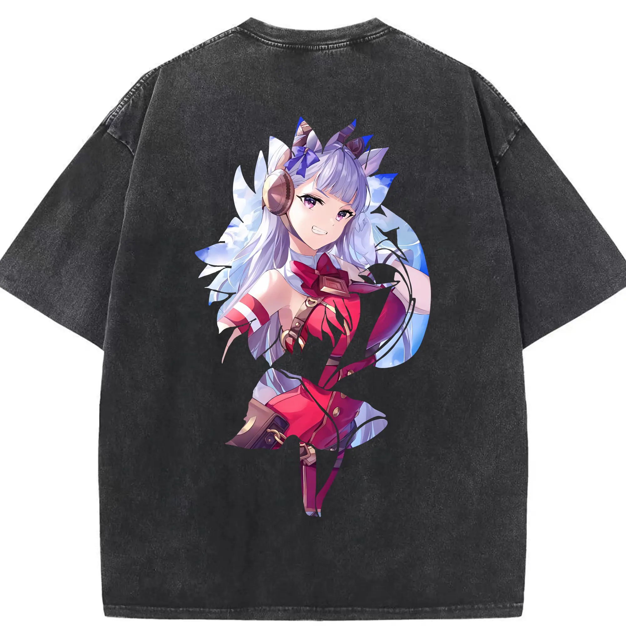 ウマ娘 プリティーダービー グッズ ゴールドシップ - 綿100％ ヴィンテージ風 半袖Tシャツ ・ 背面プリント ・ 柔らか肌触り ・ 通気性 快適 ・ スポーツ カジュアル 外出用