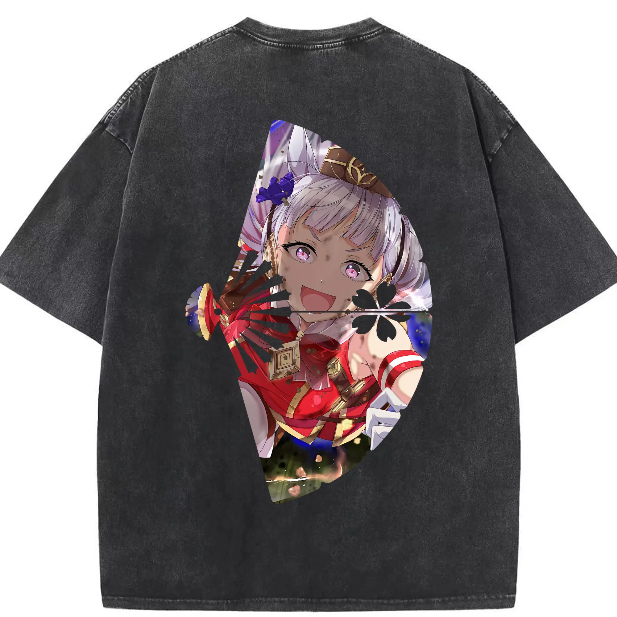 ウマ娘 プリティーダービー グッズ ゴールドシップ - 綿100％ ヴィンテージ風 半袖Tシャツ ・ 背面プリント ・ 柔らか肌触り ・ 通気性 快適 ・ スポーツ カジュアル 外出用