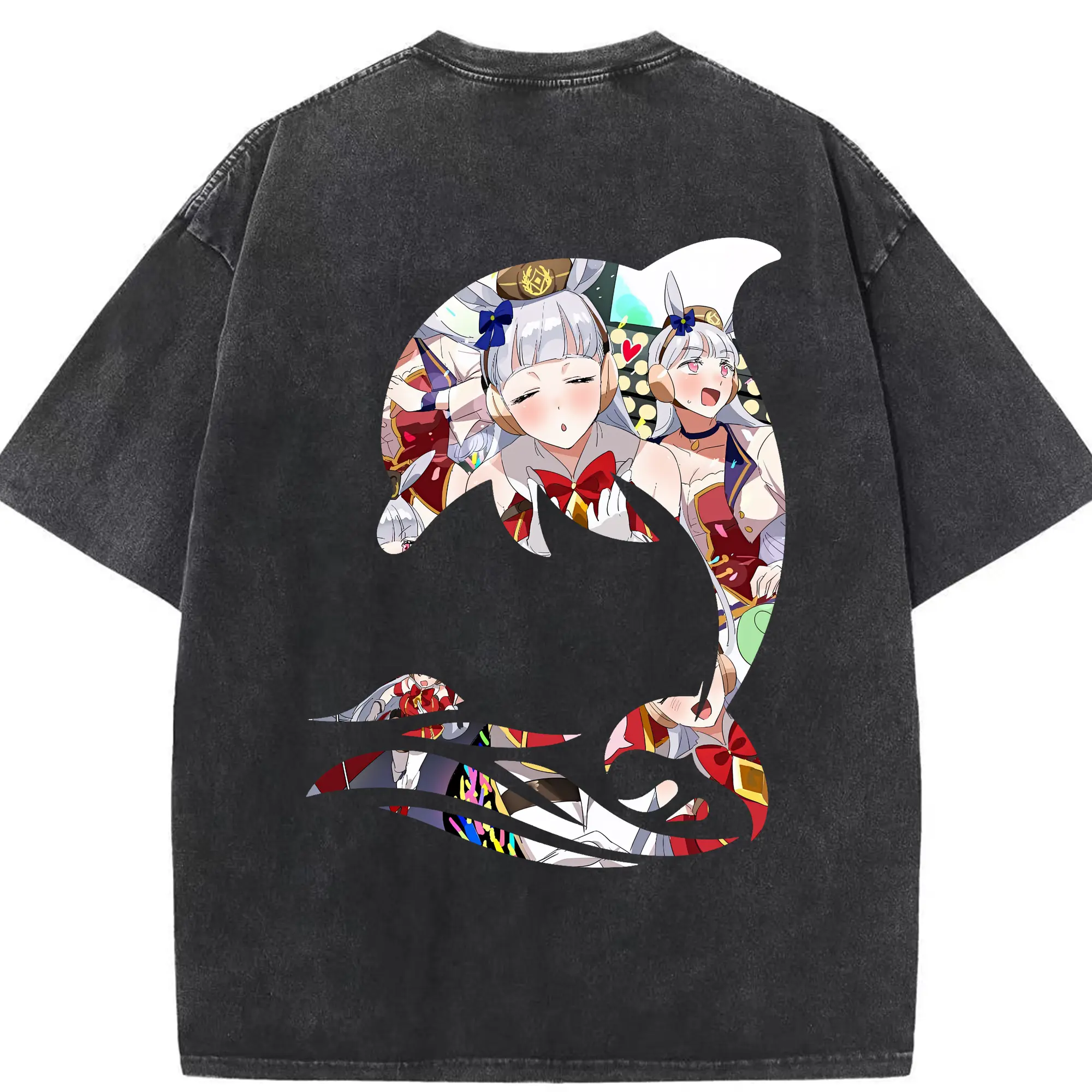 ウマ娘 プリティーダービー グッズ ゴールドシップ - 綿100％ ヴィンテージ風 半袖Tシャツ ・ 背面プリント ・ 柔らか肌触り ・ 通気性 快適 ・ スポーツ カジュアル 外出用