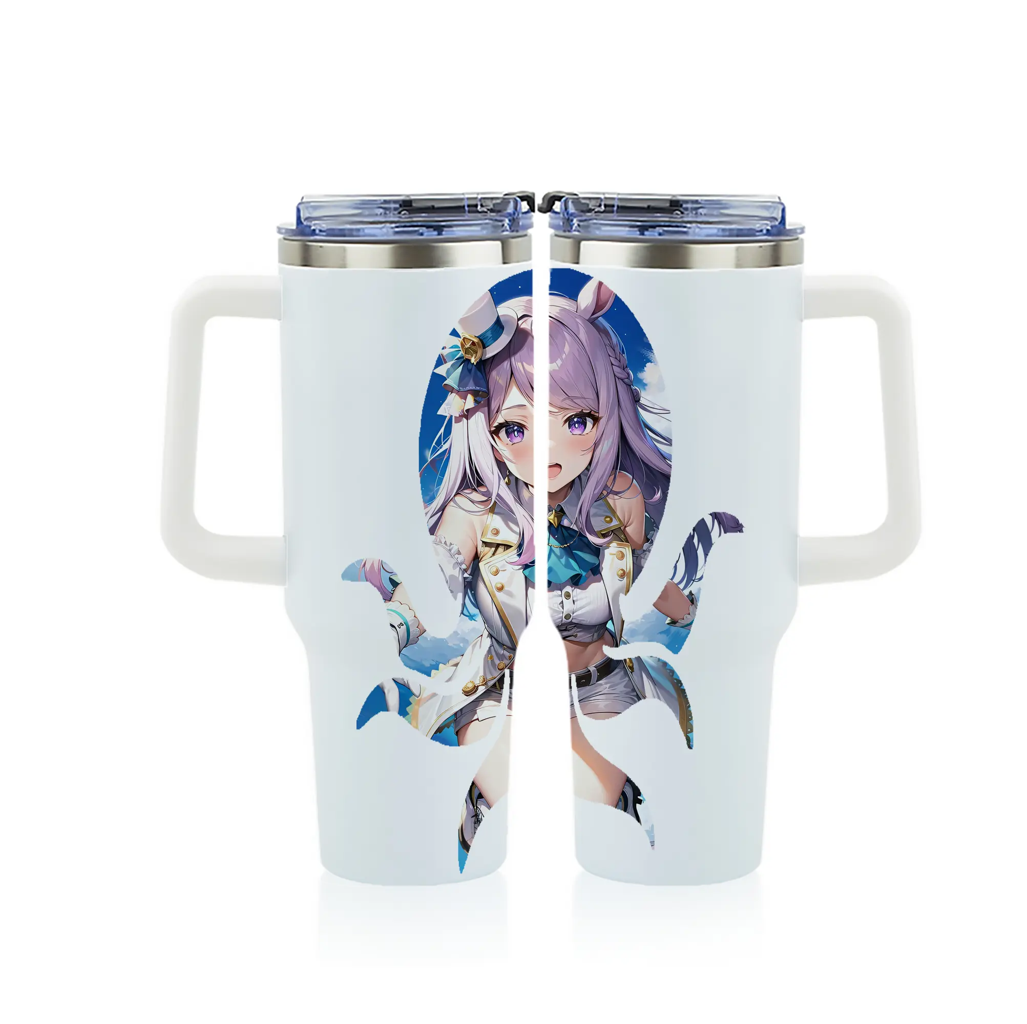 ウマ娘 プリティーダービー グッズ メジロマックイーン - 1200mL フルプリント車用タンブラー ・ 304ステンレス 内側 ・ 201ステンレス 外側 ・ 保温 保冷 ・ 通勤 ドライブ アウトドア用