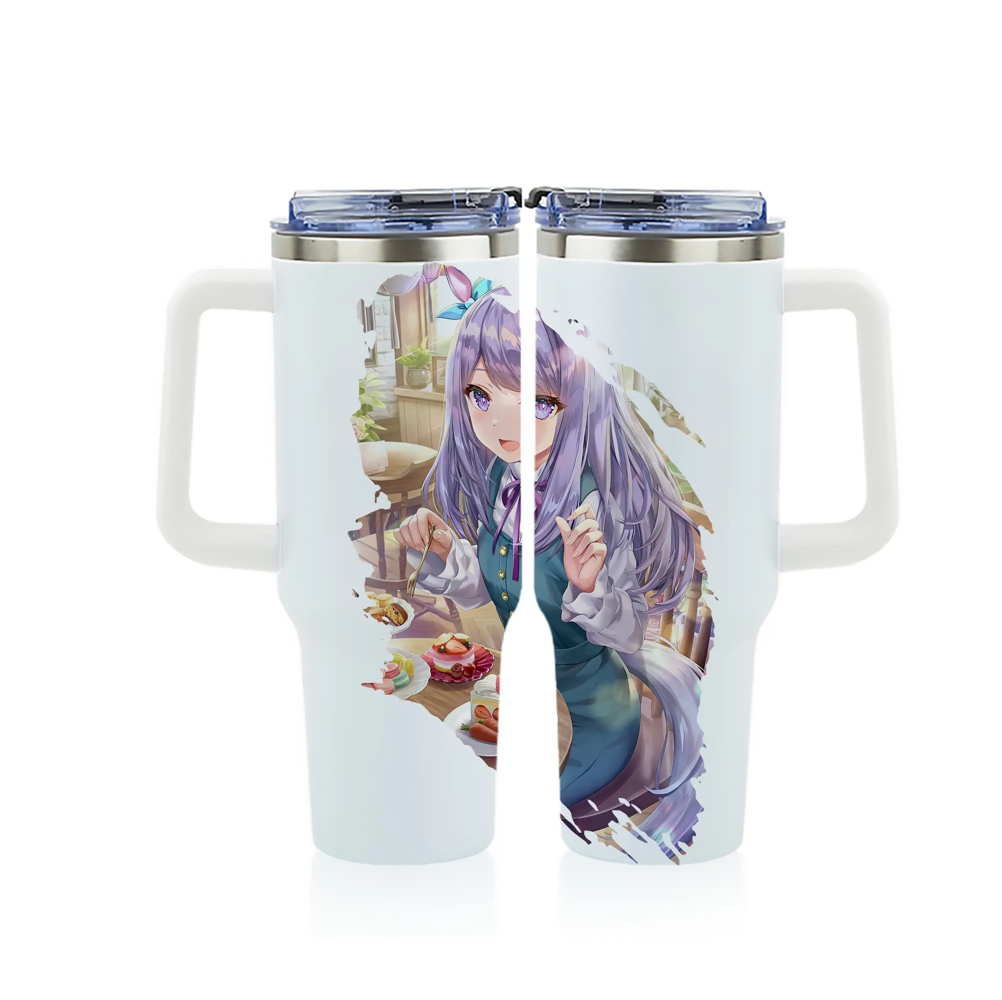 ウマ娘 プリティーダービー グッズ メジロマックイーン - 1200mL フルプリント車用タンブラー ・ 304ステンレス 内側 ・ 201ステンレス 外側 ・ 保温 保冷 ・ 通勤 ドライブ アウトドア用