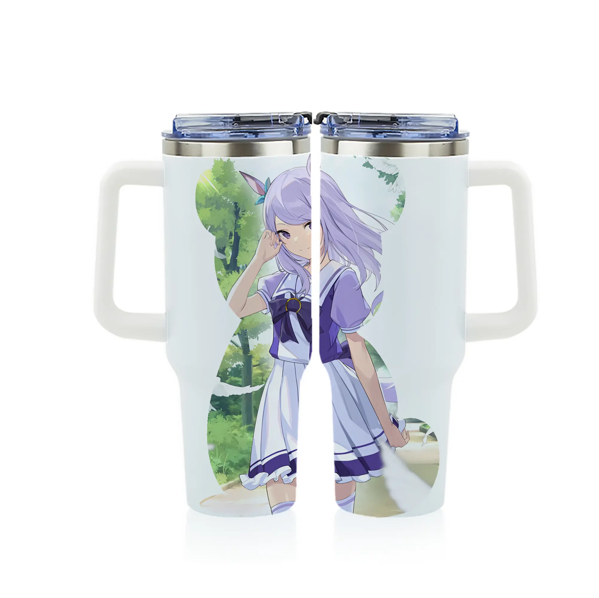 ウマ娘 プリティーダービー グッズ メジロマックイーン - 1200mL フルプリント車用タンブラー ・ 304ステンレス 内側 ・ 201ステンレス 外側 ・ 保温 保冷 ・ 通勤 ドライブ アウトドア用