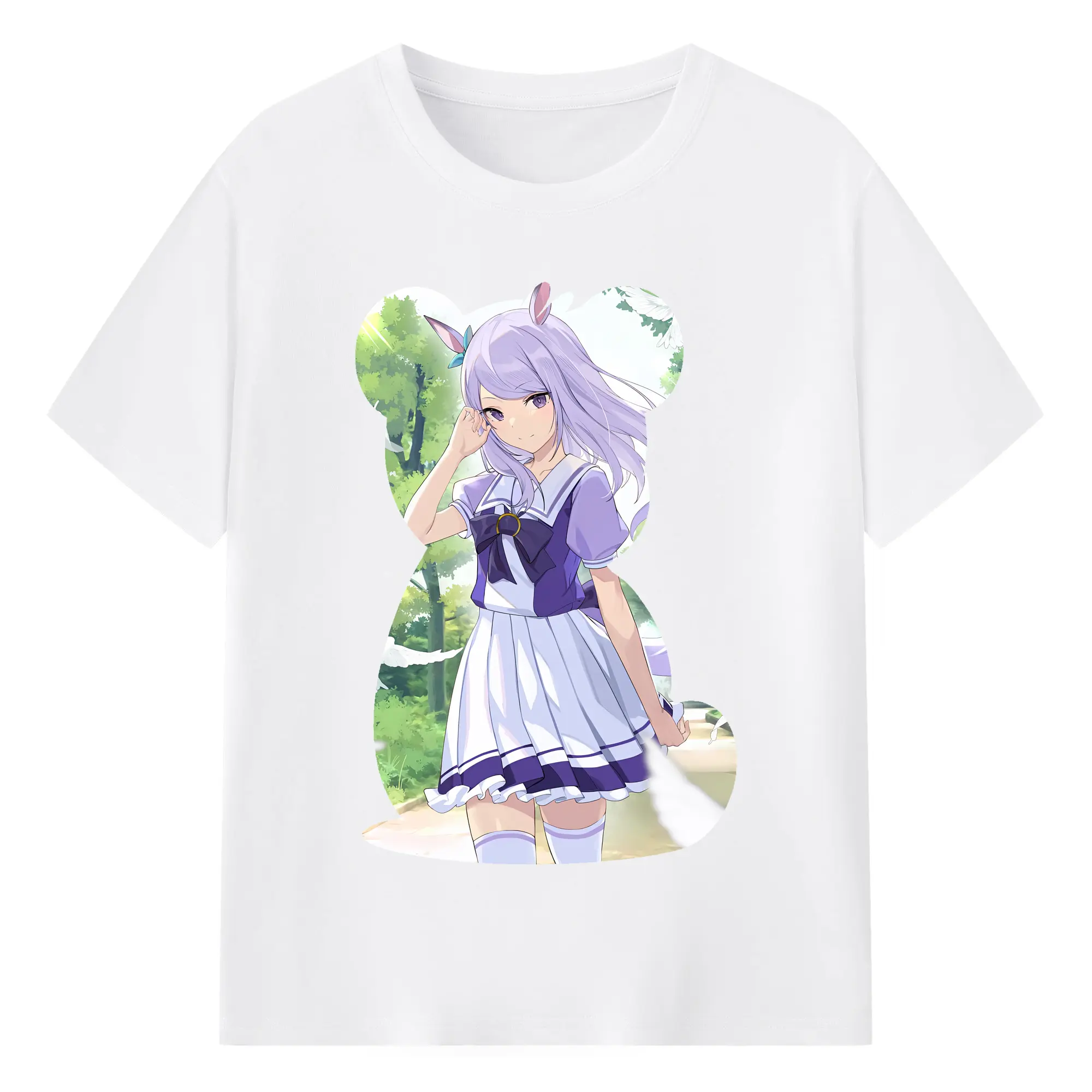 ウマ娘 プリティーダービー グッズ メジロマックイーン - 綿100％ 半袖Tシャツ ・ フロントプリント ・ 快適 通気性 ・ 日常使い 散歩 スポーツ用