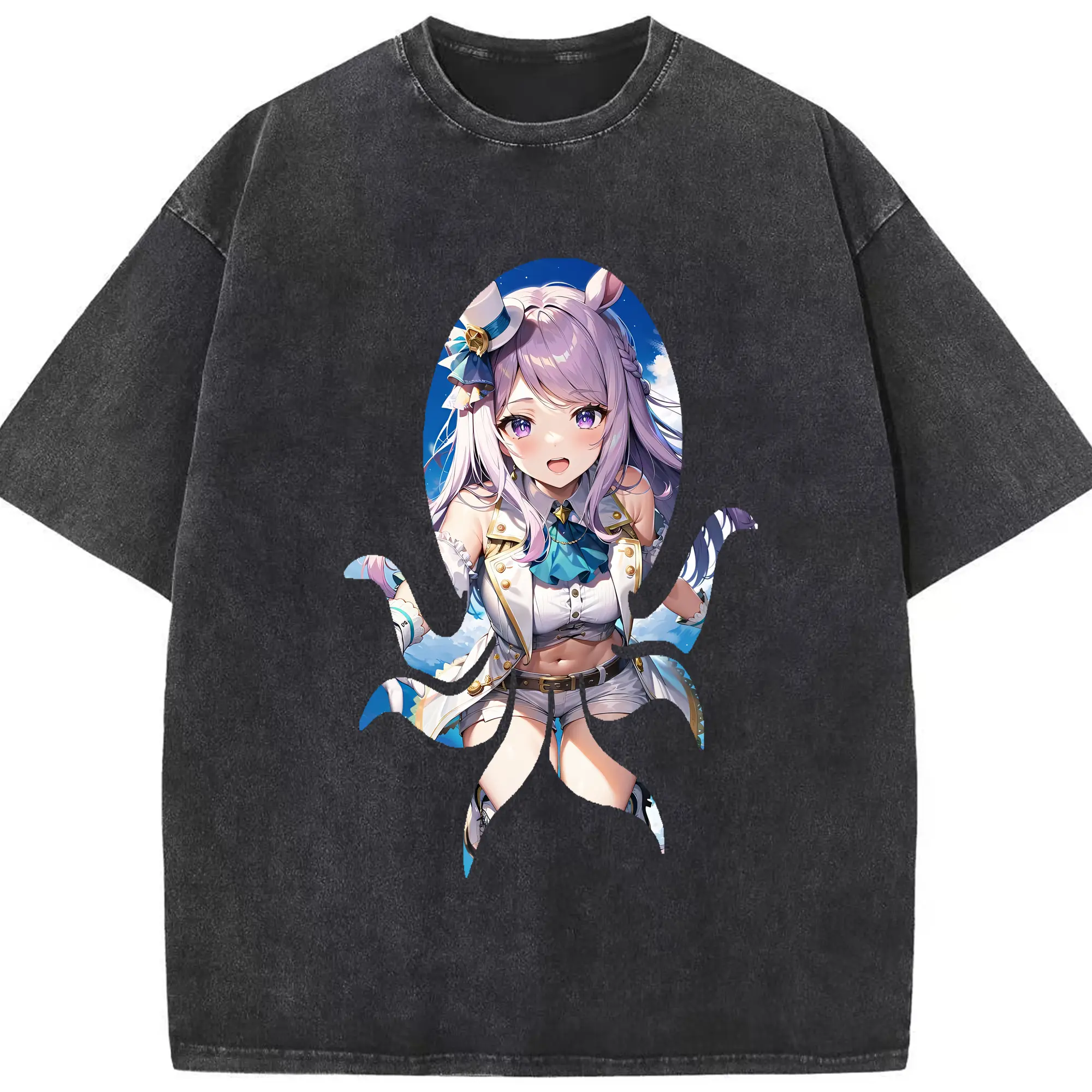 ウマ娘 プリティーダービー グッズ メジロマックイーン - 綿100％ ヴィンテージ風 半袖Tシャツ ・ フロントプリント ・ 柔らか肌触り ・ 通気性 快適 ・ スポーツ カジュアル 外出用