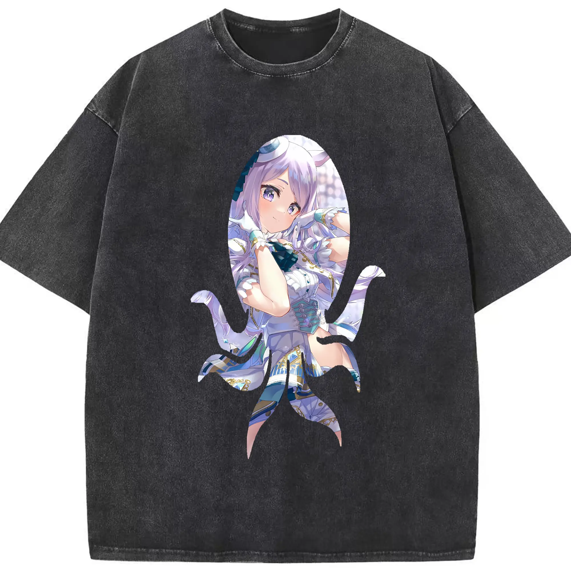 ウマ娘 プリティーダービー グッズ メジロマックイーン - 綿100％ ヴィンテージ風 半袖Tシャツ ・ フロントプリント ・ 柔らか肌触り ・ 通気性 快適 ・ スポーツ カジュアル 外出用