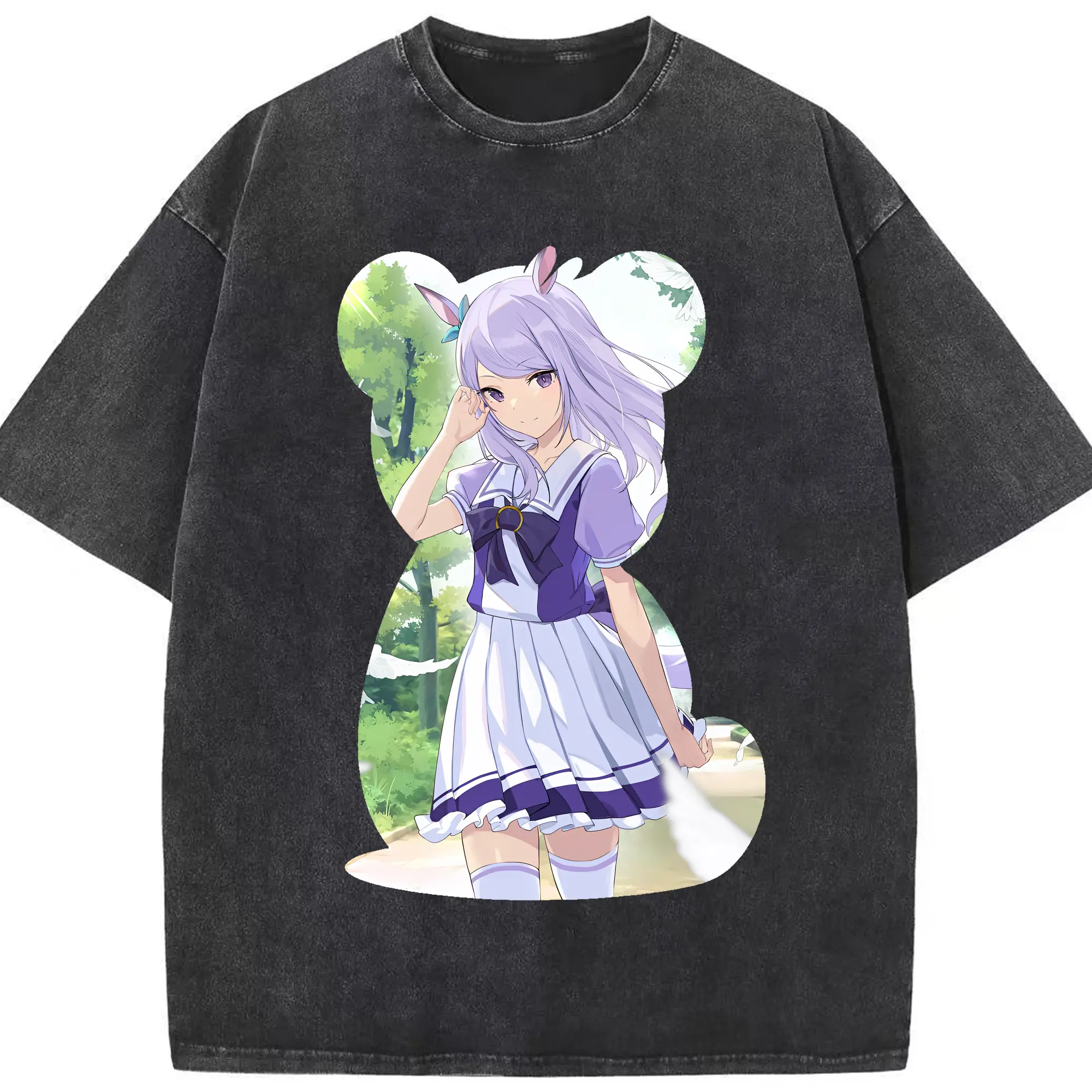 ウマ娘 プリティーダービー グッズ メジロマックイーン - 綿100％ ヴィンテージ風 半袖Tシャツ ・ フロントプリント ・ 柔らか肌触り ・ 通気性 快適 ・ スポーツ カジュアル 外出用
