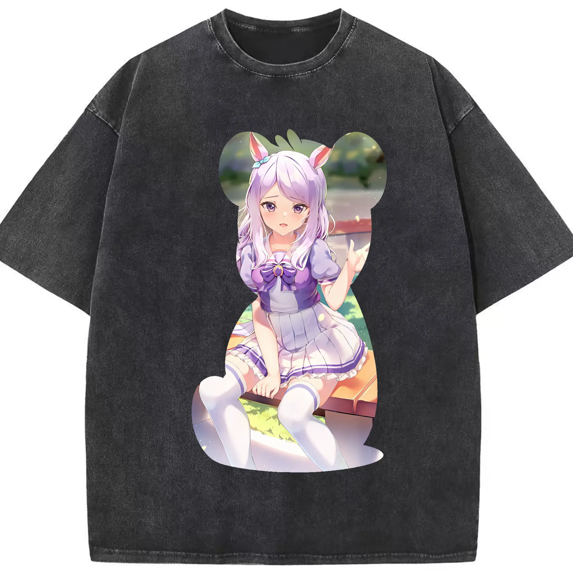 ウマ娘 プリティーダービー グッズ メジロマックイーン - 綿100％ ヴィンテージ風 半袖Tシャツ ・ フロントプリント ・ 柔らか肌触り ・ 通気性 快適 ・ スポーツ カジュアル 外出用