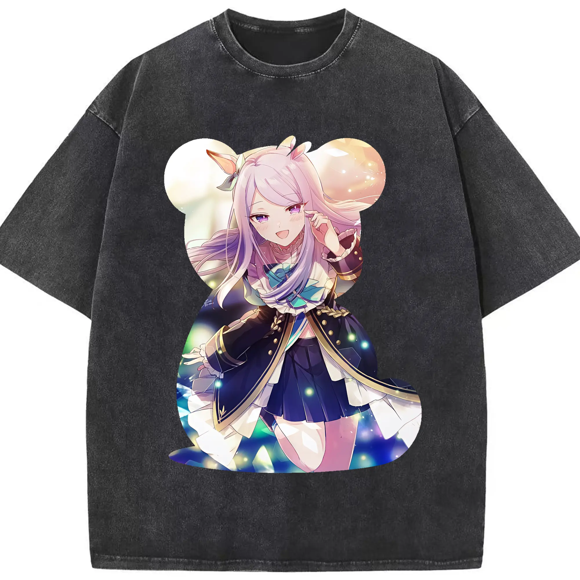 ウマ娘 プリティーダービー グッズ メジロマックイーン - 綿100％ ヴィンテージ風 半袖Tシャツ ・ フロントプリント ・ 柔らか肌触り ・ 通気性 快適 ・ スポーツ カジュアル 外出用