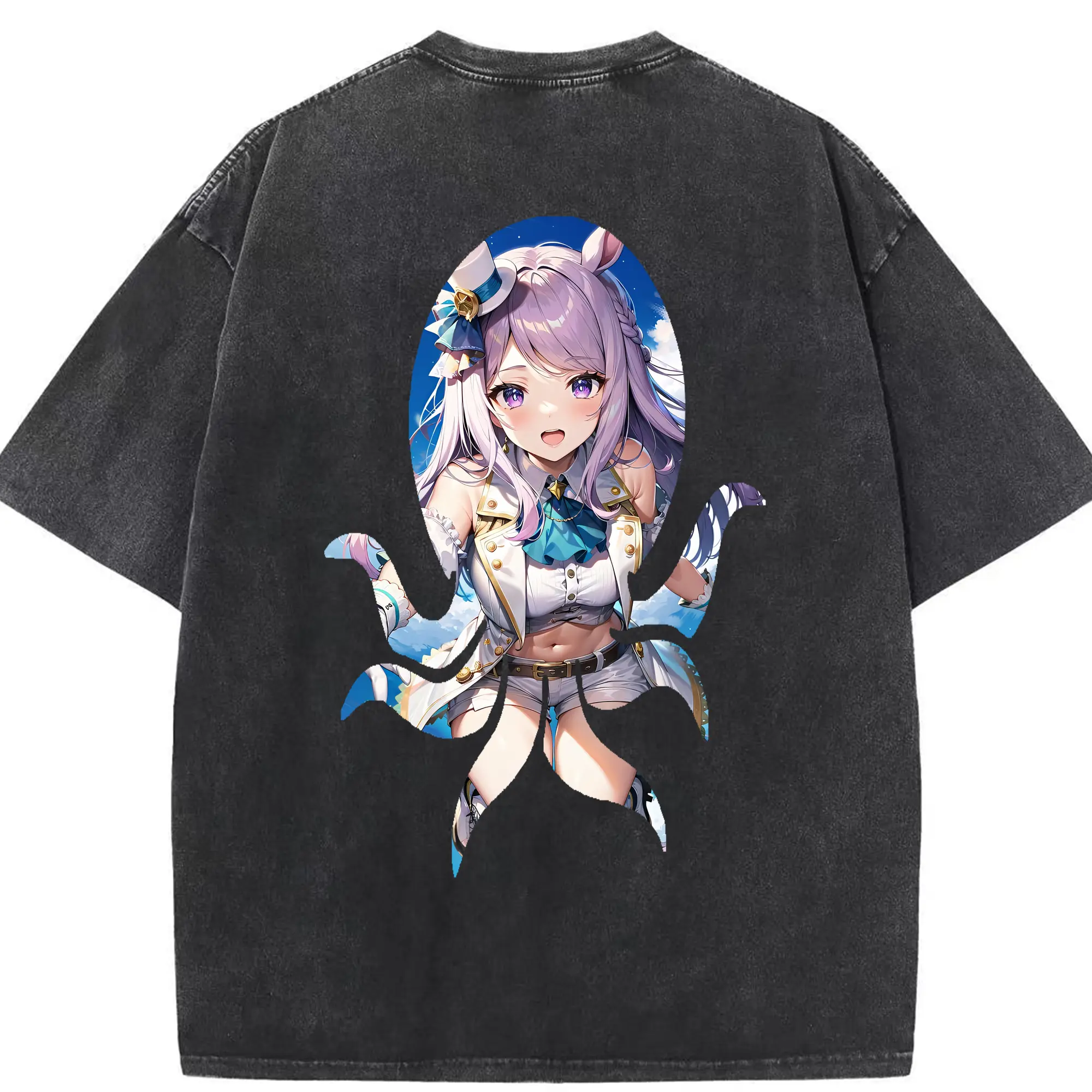 ウマ娘 プリティーダービー グッズ メジロマックイーン - 綿100％ ヴィンテージ風 半袖Tシャツ ・ 背面プリント ・ 柔らか肌触り ・ 通気性 快適 ・ スポーツ カジュアル 外出用