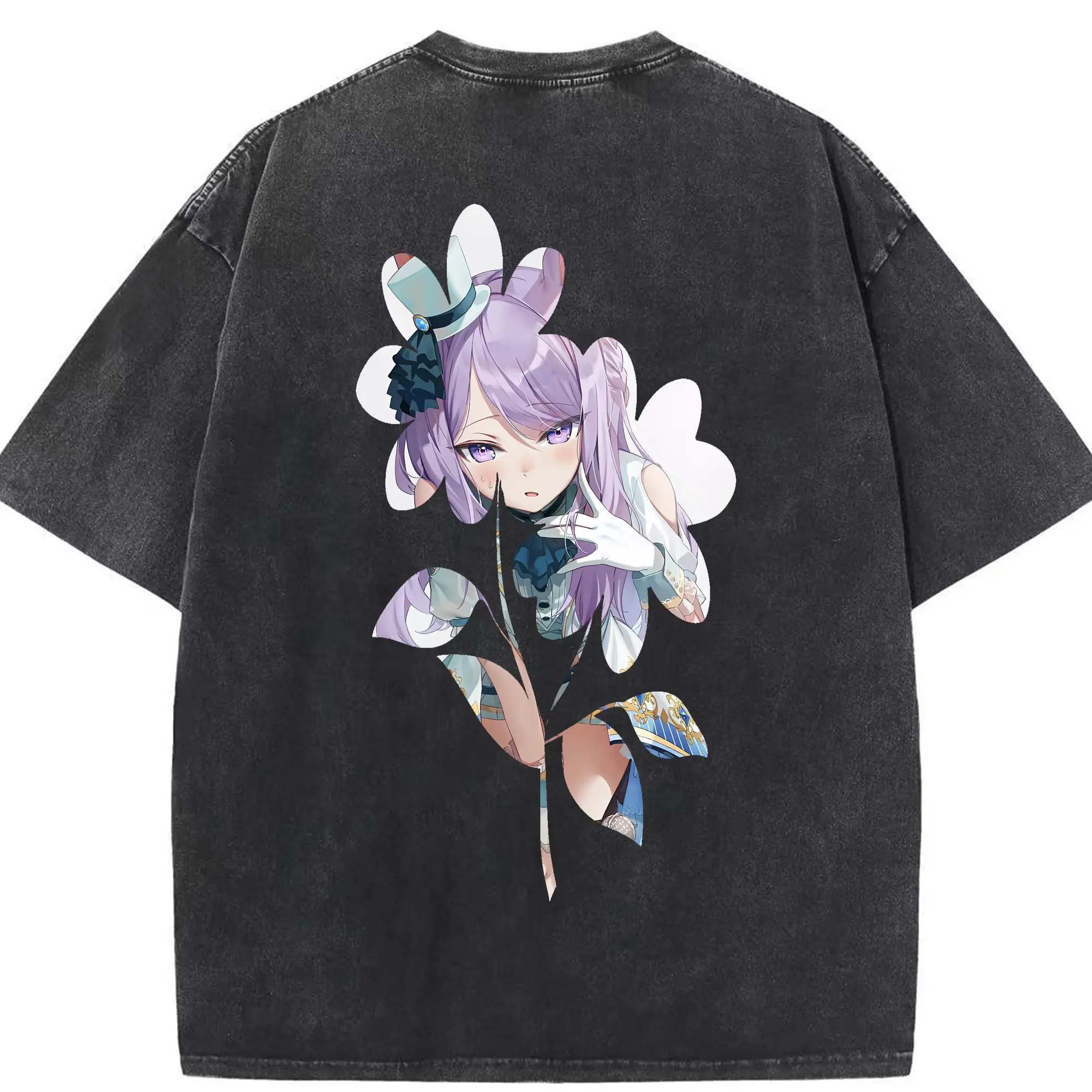 ウマ娘 プリティーダービー グッズ メジロマックイーン - 綿100％ ヴィンテージ風 半袖Tシャツ ・ 背面プリント ・ 柔らか肌触り ・ 通気性 快適 ・ スポーツ カジュアル 外出用