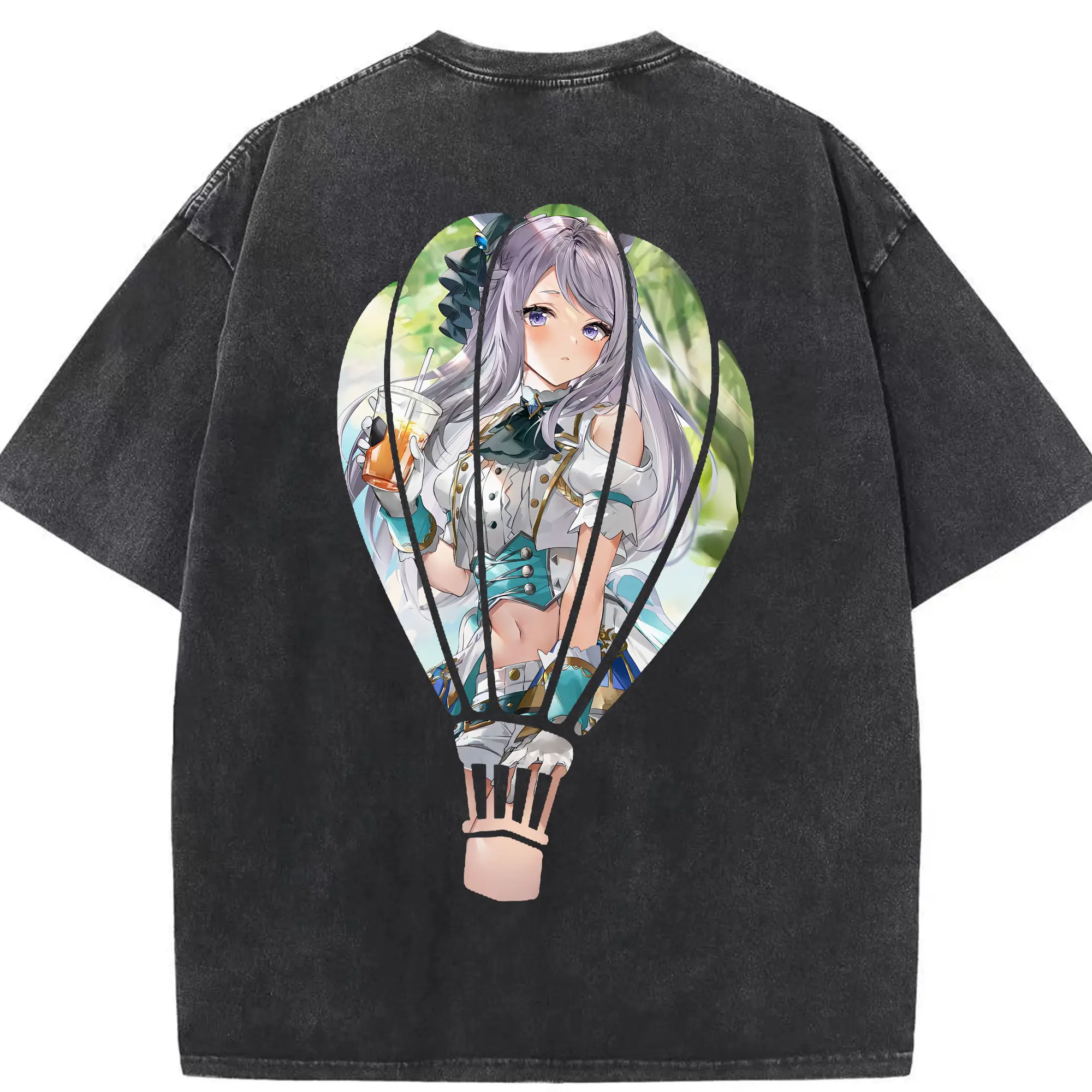 ウマ娘 プリティーダービー グッズ メジロマックイーン - 綿100％ ヴィンテージ風 半袖Tシャツ ・ 背面プリント ・ 柔らか肌触り ・ 通気性 快適 ・ スポーツ カジュアル 外出用