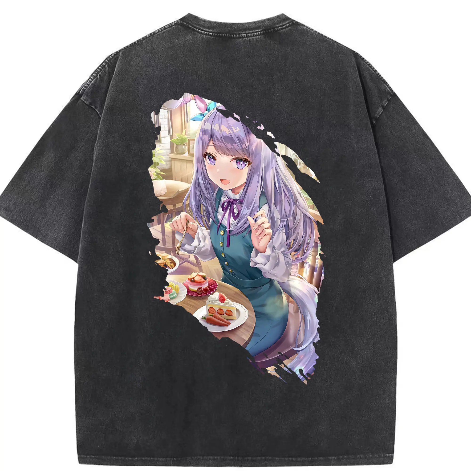 ウマ娘 プリティーダービー グッズ メジロマックイーン - 綿100％ ヴィンテージ風 半袖Tシャツ ・ 背面プリント ・ 柔らか肌触り ・ 通気性 快適 ・ スポーツ カジュアル 外出用