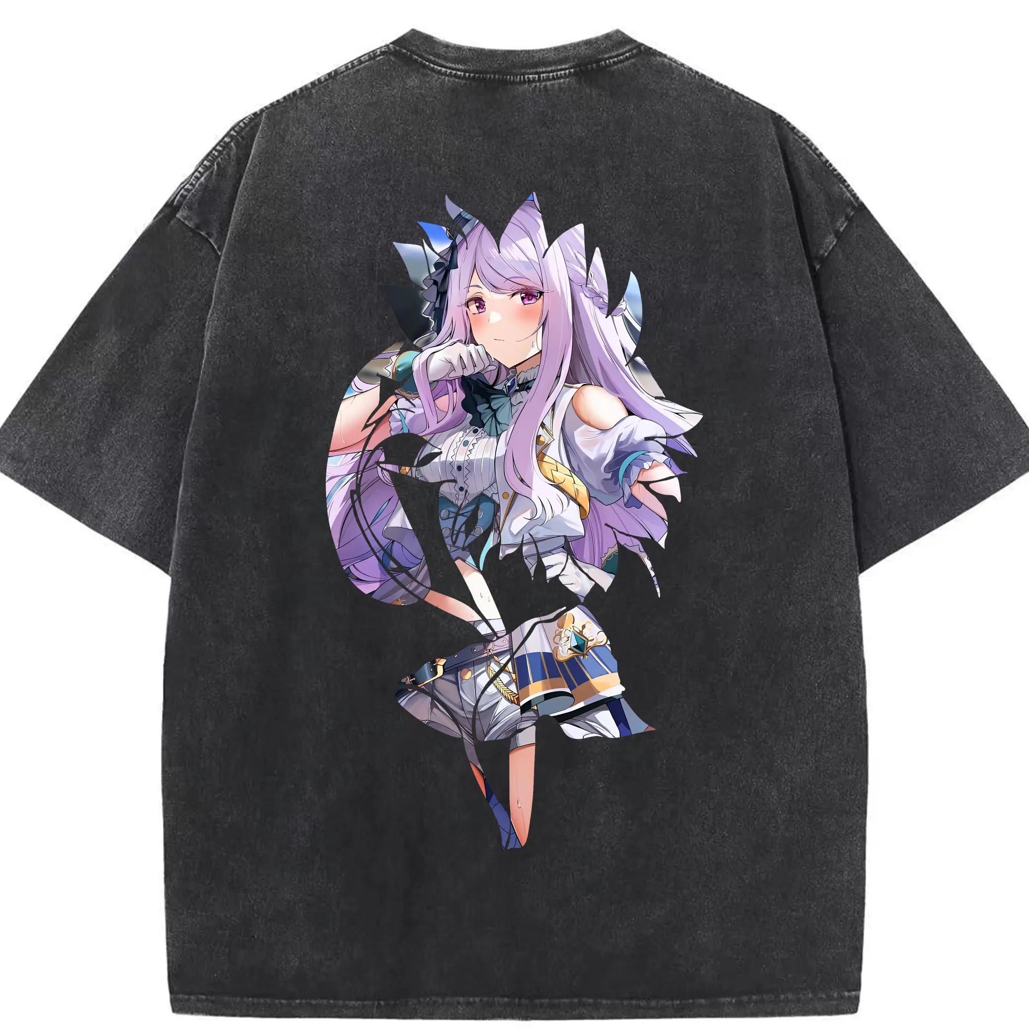 ウマ娘 プリティーダービー グッズ メジロマックイーン - 綿100％ ヴィンテージ風 半袖Tシャツ ・ 背面プリント ・ 柔らか肌触り ・ 通気性 快適 ・ スポーツ カジュアル 外出用