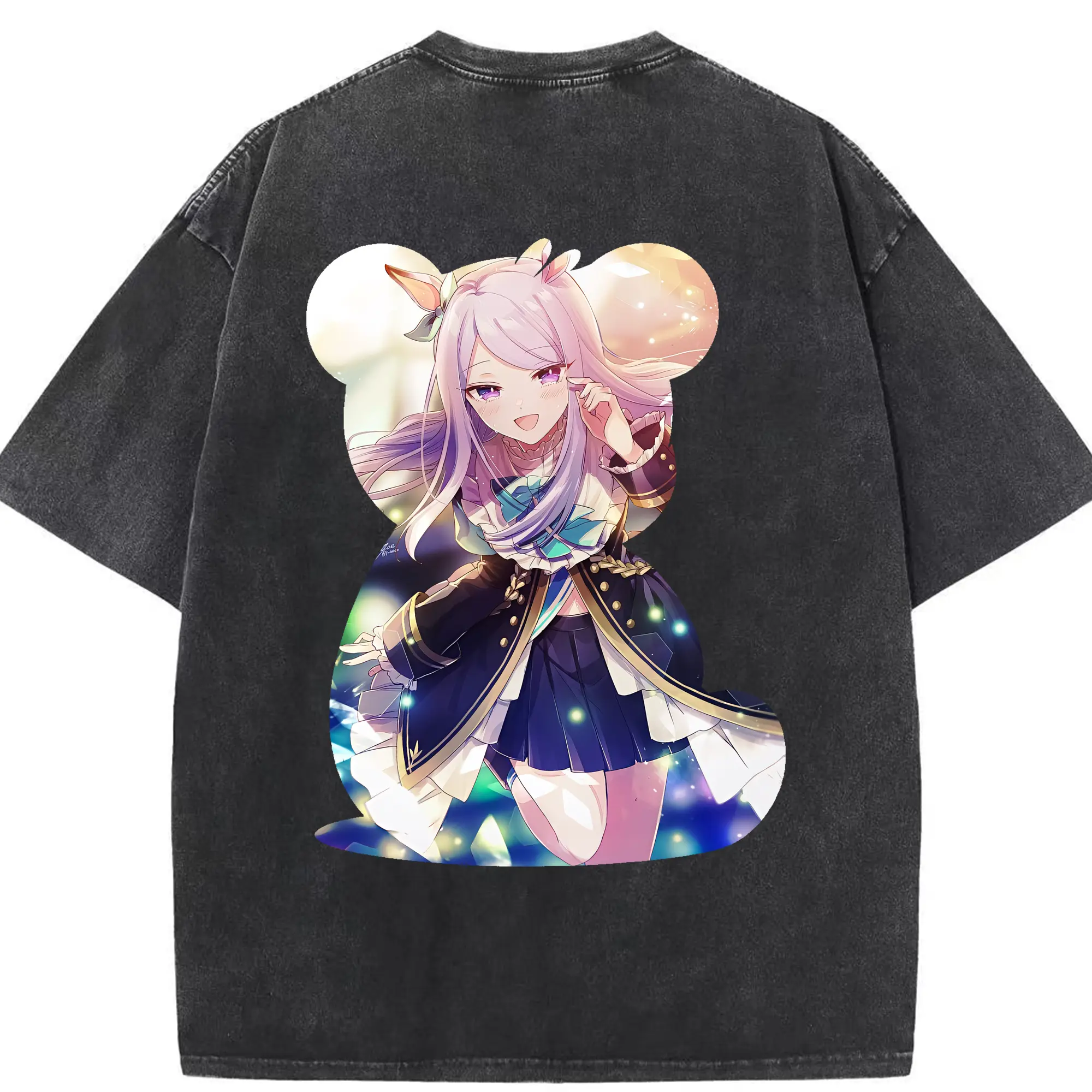 ウマ娘 プリティーダービー グッズ メジロマックイーン - 綿100％ ヴィンテージ風 半袖Tシャツ ・ 背面プリント ・ 柔らか肌触り ・ 通気性 快適 ・ スポーツ カジュアル 外出用
