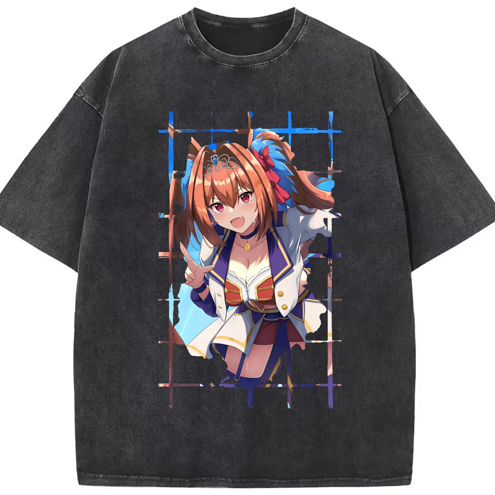 ウマ娘 プリティーダービー グッズ ダイワスカーレット - 綿100％ ヴィンテージ風 半袖Tシャツ ・ フロントプリント ・ 柔らか肌触り ・ 通気性 快適 ・ スポーツ カジュアル 外出用