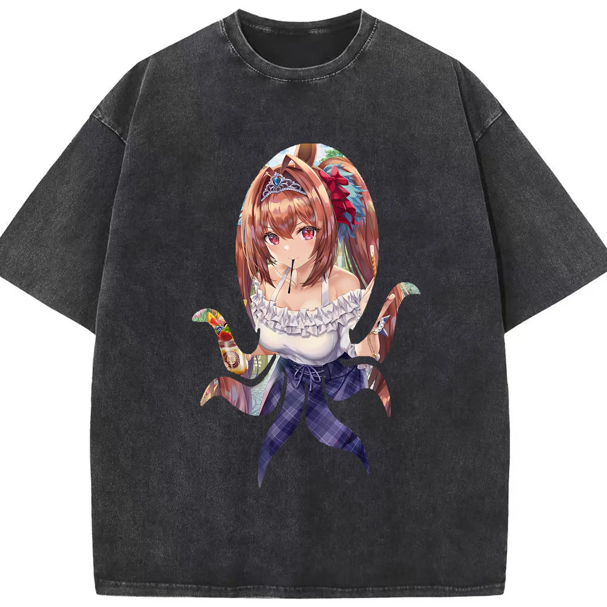 ウマ娘 プリティーダービー グッズ ダイワスカーレット - 綿100％ ヴィンテージ風 半袖Tシャツ ・ フロントプリント ・ 柔らか肌触り ・ 通気性 快適 ・ スポーツ カジュアル 外出用