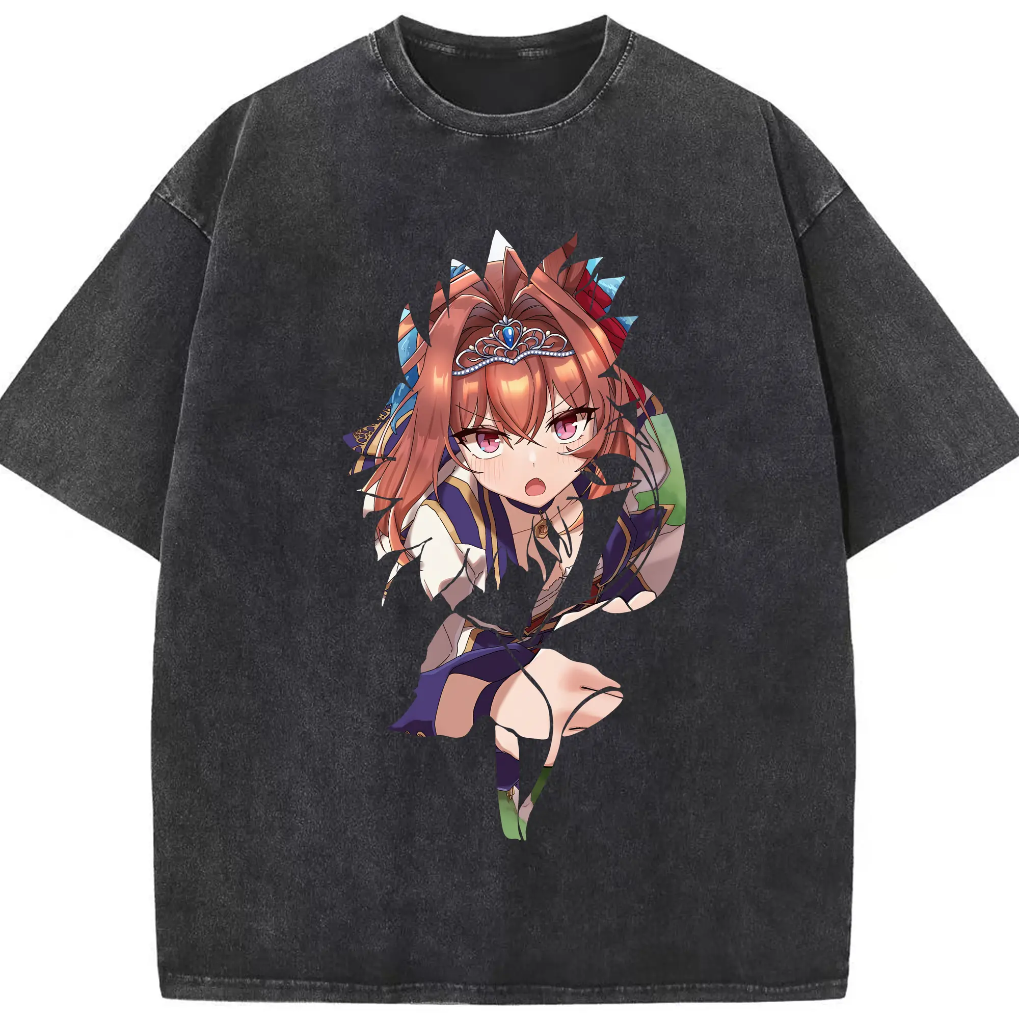 ウマ娘 プリティーダービー グッズ ダイワスカーレット - 綿100％ ヴィンテージ風 半袖Tシャツ ・ フロントプリント ・ 柔らか肌触り ・ 通気性 快適 ・ スポーツ カジュアル 外出用