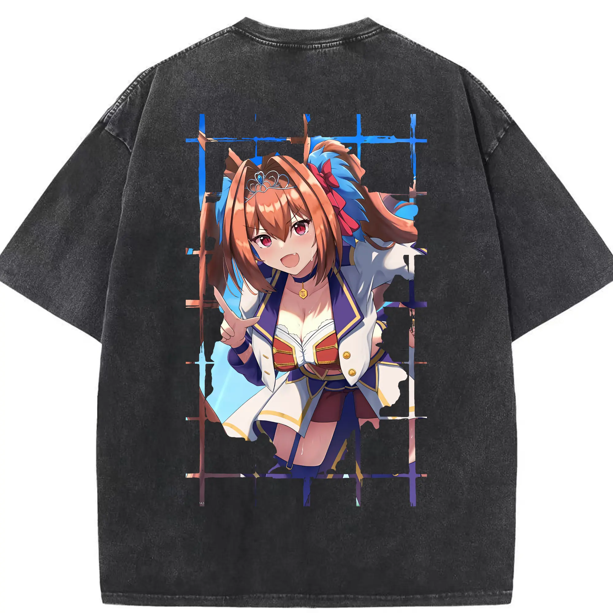 ウマ娘 プリティーダービー グッズ ダイワスカーレット - 綿100％ ヴィンテージ風 半袖Tシャツ ・ 背面プリント ・ 柔らか肌触り ・ 通気性 快適 ・ スポーツ カジュアル 外出用