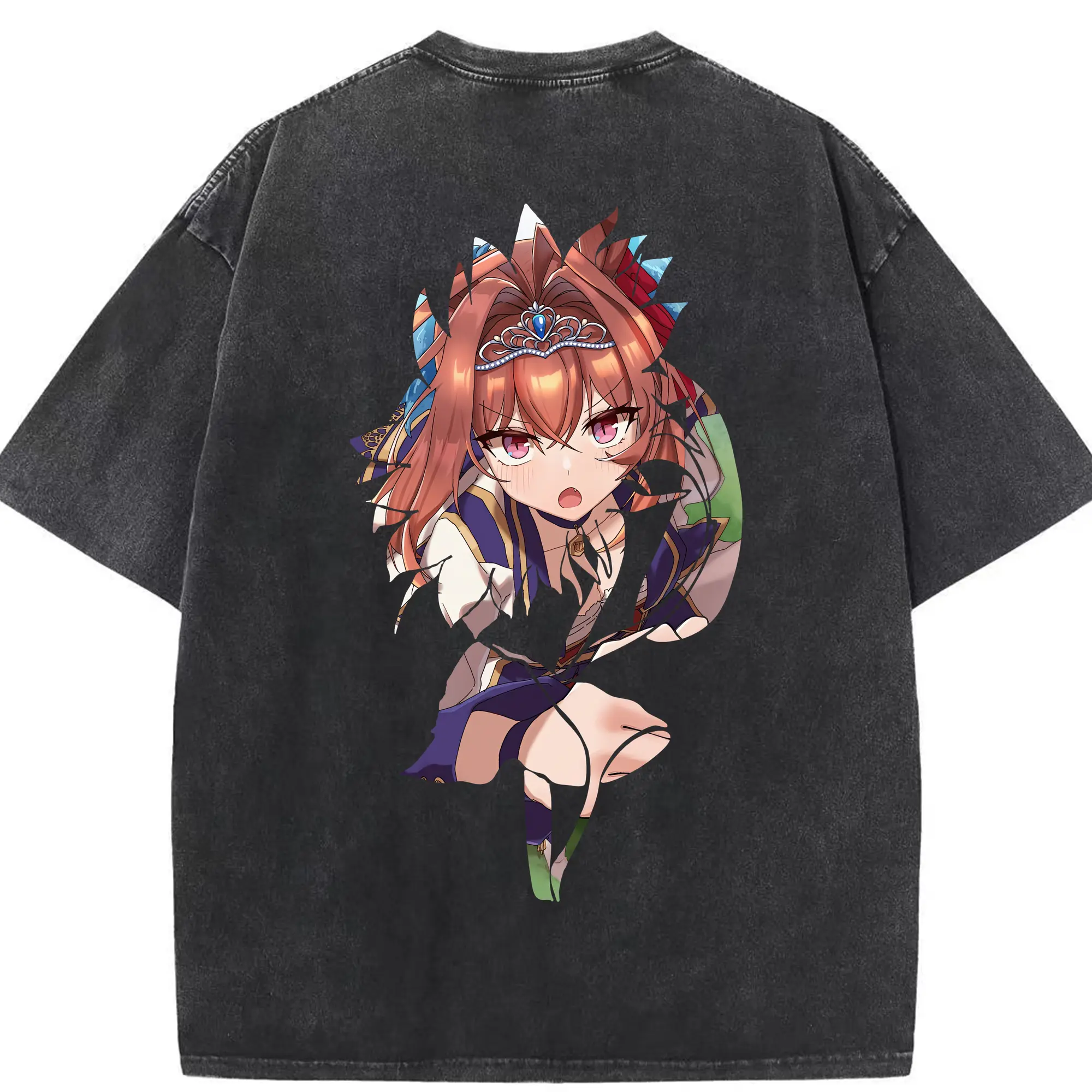 ウマ娘 プリティーダービー グッズ ダイワスカーレット - 綿100％ ヴィンテージ風 半袖Tシャツ ・ 背面プリント ・ 柔らか肌触り ・ 通気性 快適 ・ スポーツ カジュアル 外出用