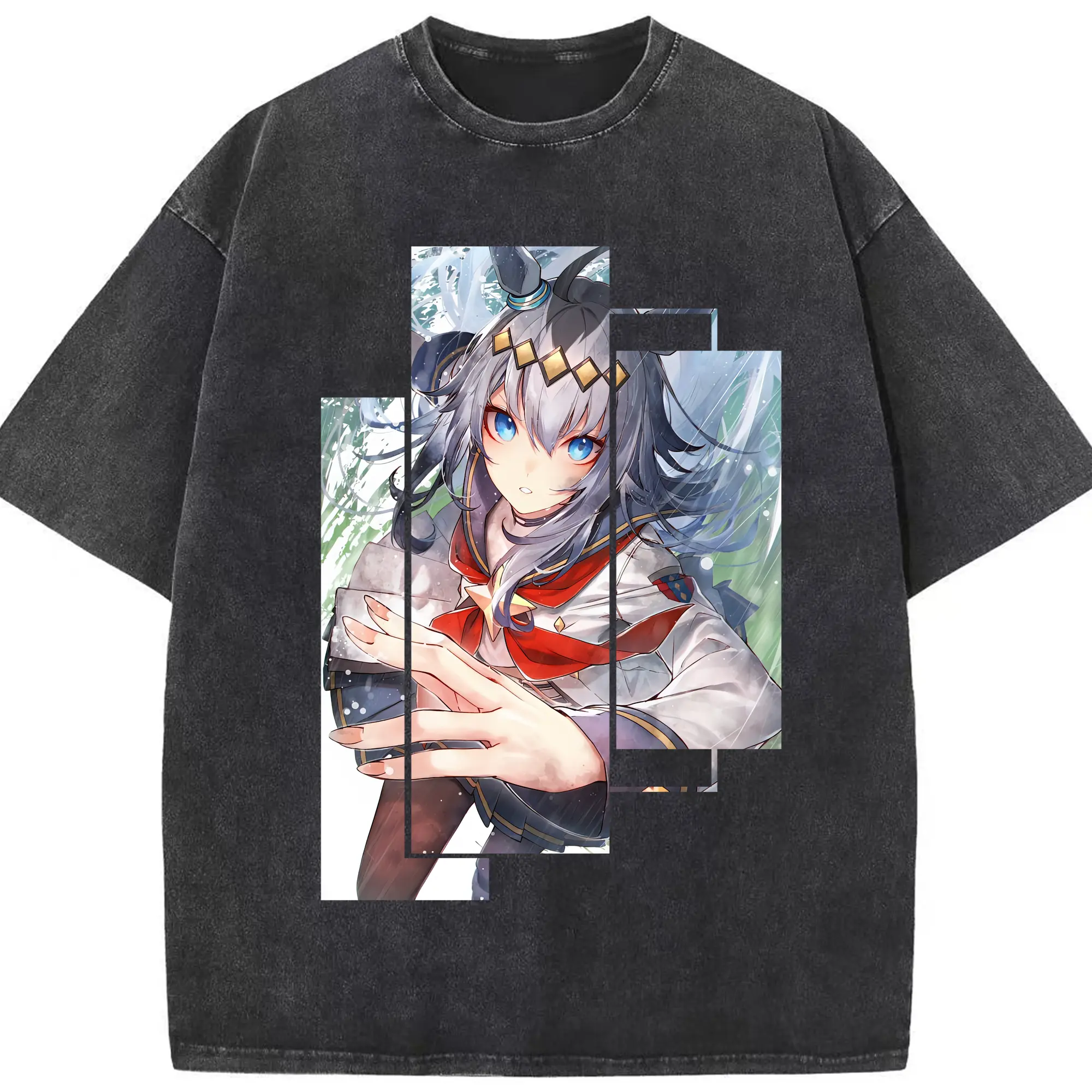 ウマ娘 プリティーダービー グッズ オグリキャップ - 綿100％ ヴィンテージ風 半袖Tシャツ ・ フロントプリント ・ 柔らか肌触り ・ 通気性 快適 ・ スポーツ カジュアル 外出用