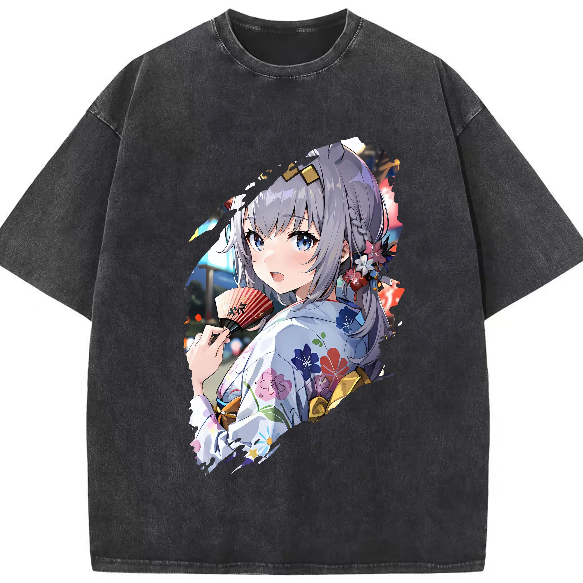 ウマ娘 プリティーダービー グッズ オグリキャップ - 綿100％ ヴィンテージ風 半袖Tシャツ ・ フロントプリント ・ 柔らか肌触り ・ 通気性 快適 ・ スポーツ カジュアル 外出用