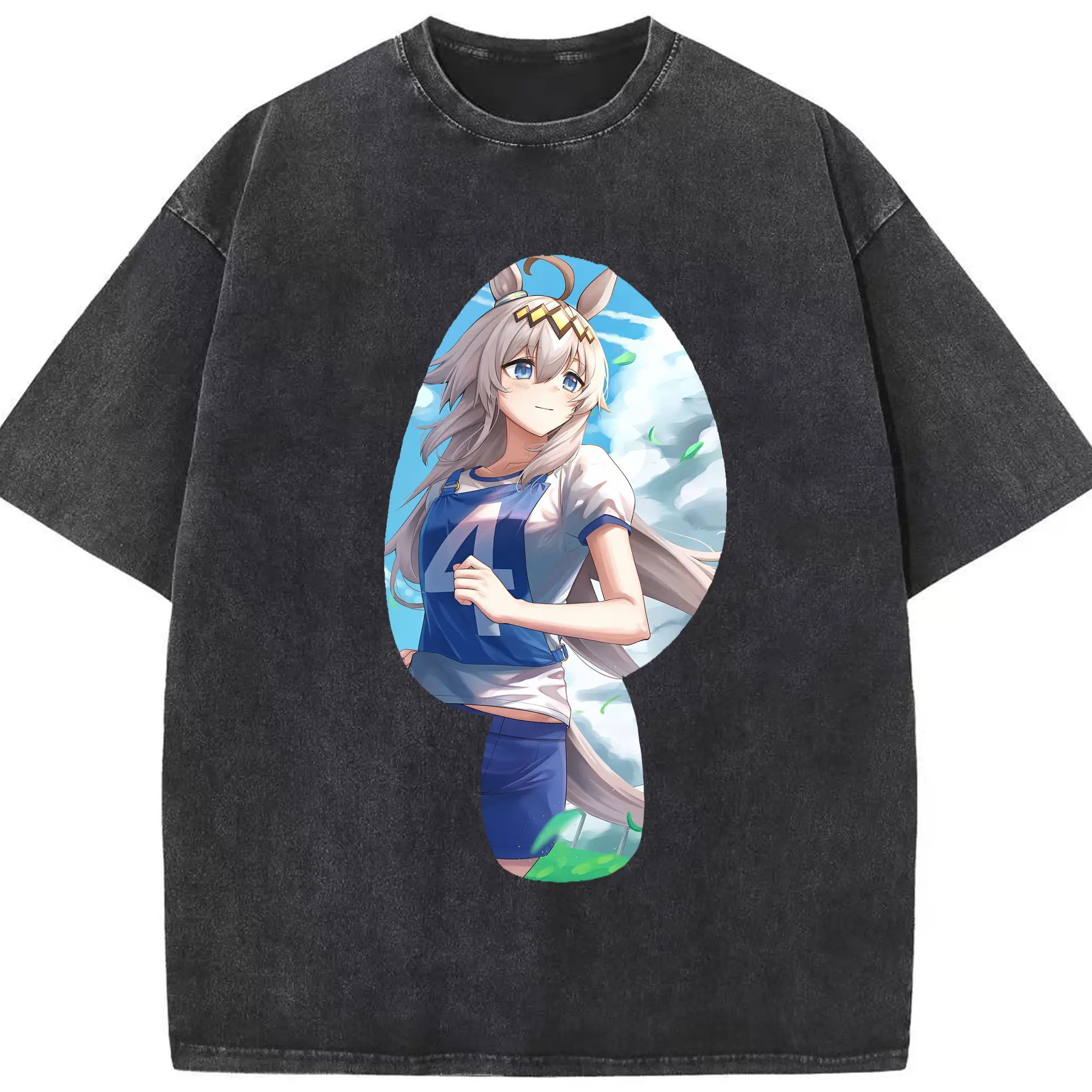 ウマ娘 プリティーダービー グッズ オグリキャップ - 綿100％ ヴィンテージ風 半袖Tシャツ ・ フロントプリント ・ 柔らか肌触り ・ 通気性 快適 ・ スポーツ カジュアル 外出用