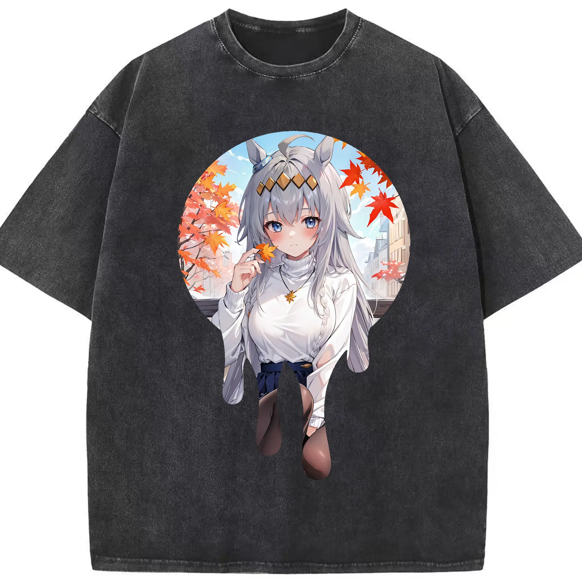 ウマ娘 プリティーダービー グッズ オグリキャップ - 綿100％ ヴィンテージ風 半袖Tシャツ ・ フロントプリント ・ 柔らか肌触り ・ 通気性 快適 ・ スポーツ カジュアル 外出用