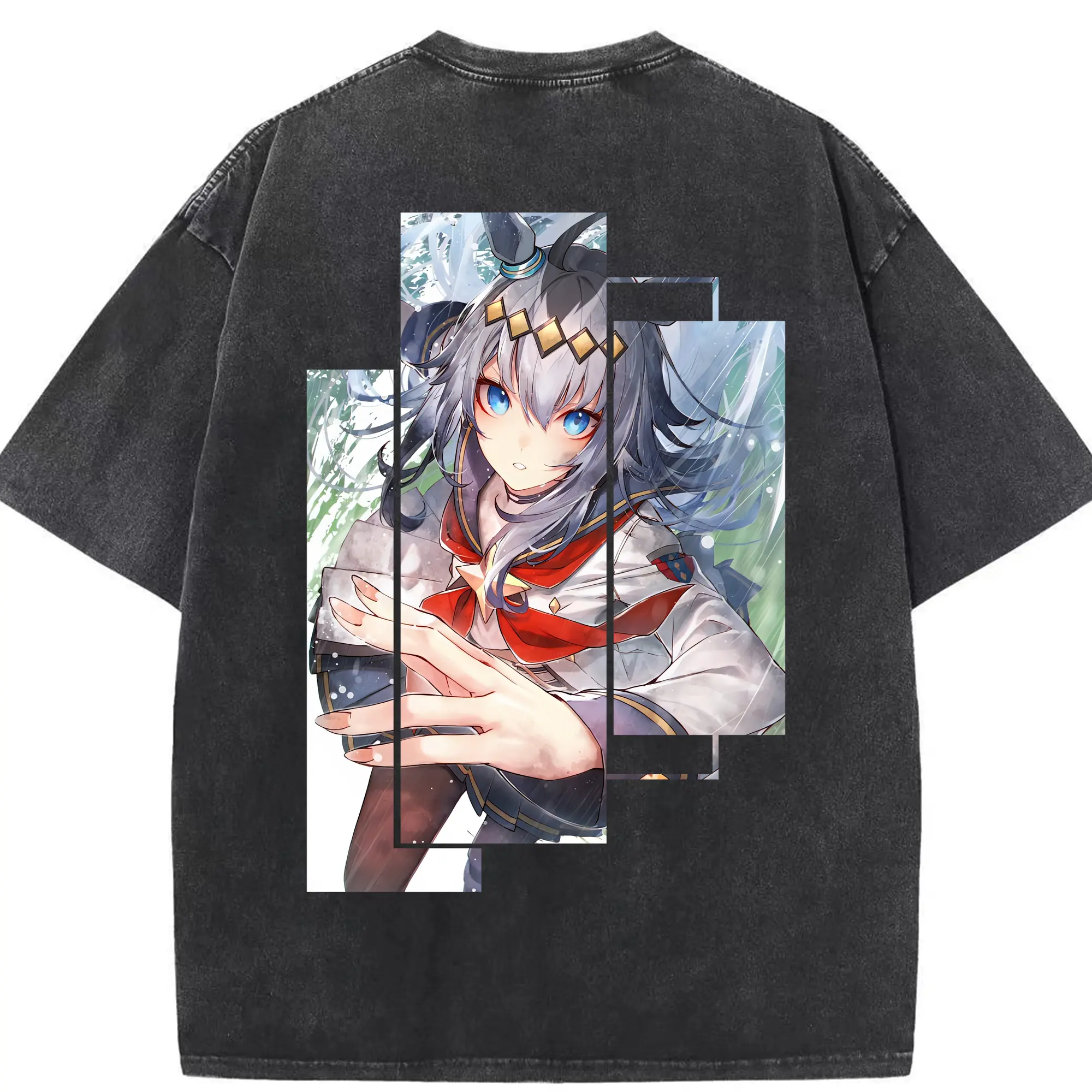 ウマ娘 プリティーダービー グッズ オグリキャップ - 綿100％ ヴィンテージ風 半袖Tシャツ ・ 背面プリント ・ 柔らか肌触り ・ 通気性 快適 ・ スポーツ カジュアル 外出用