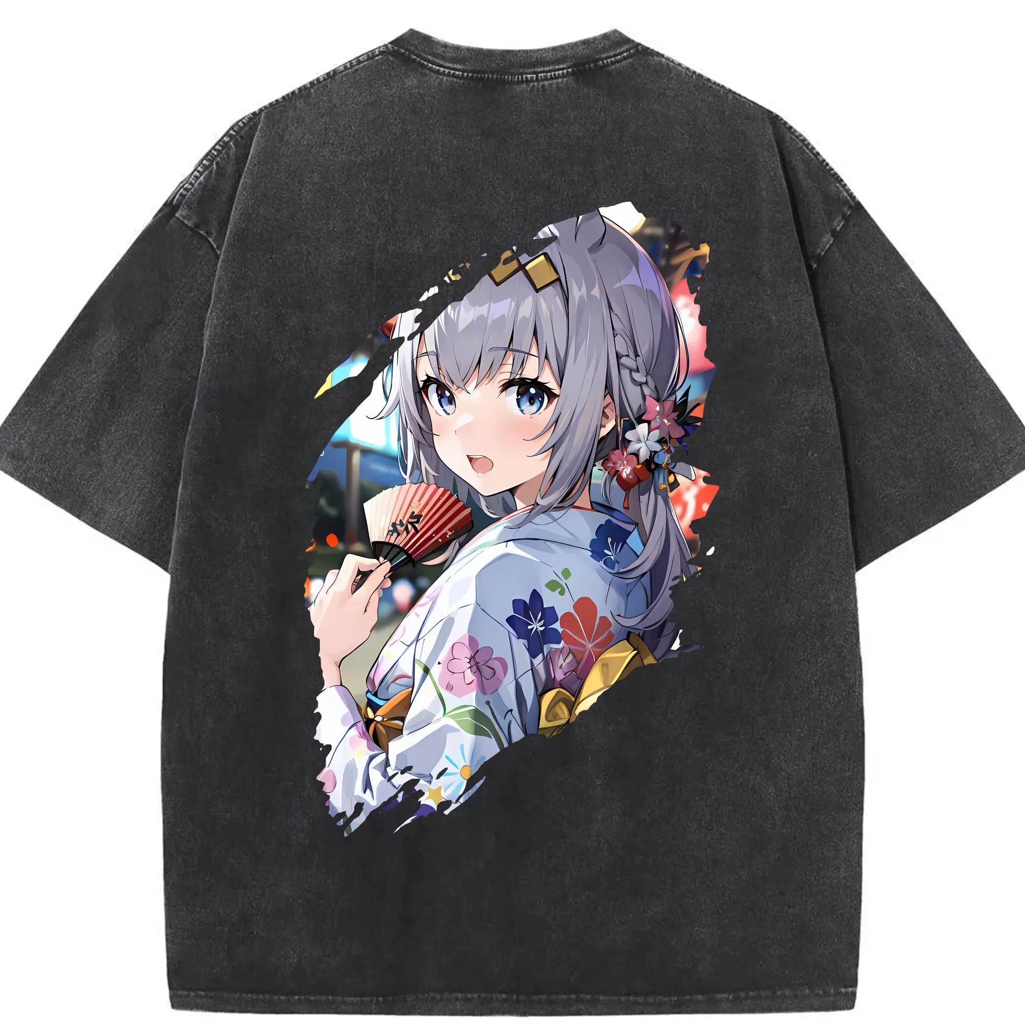ウマ娘 プリティーダービー グッズ オグリキャップ - 綿100％ ヴィンテージ風 半袖Tシャツ ・ 背面プリント ・ 柔らか肌触り ・ 通気性 快適 ・ スポーツ カジュアル 外出用