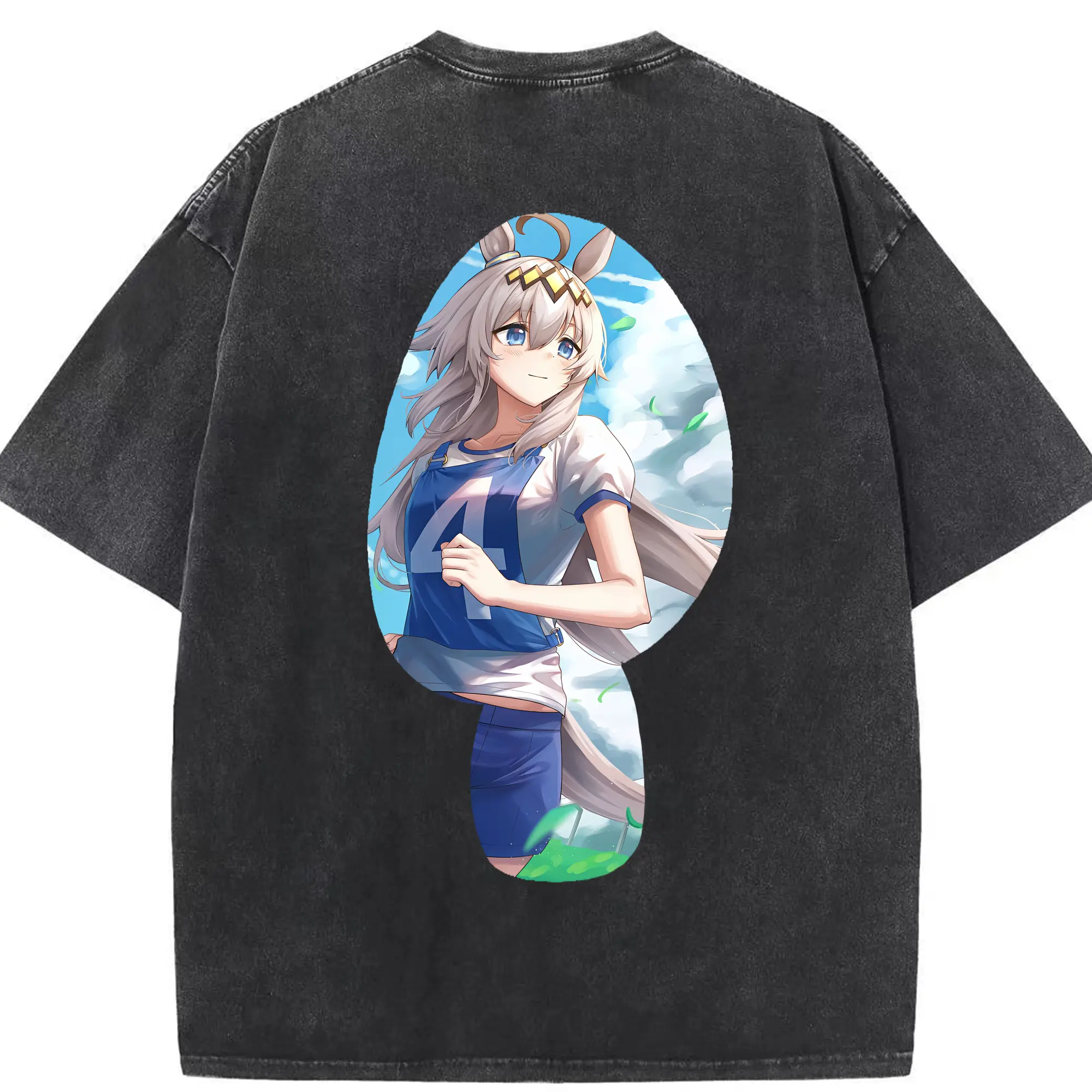 ウマ娘 プリティーダービー グッズ オグリキャップ - 綿100％ ヴィンテージ風 半袖Tシャツ ・ 背面プリント ・ 柔らか肌触り ・ 通気性 快適 ・ スポーツ カジュアル 外出用