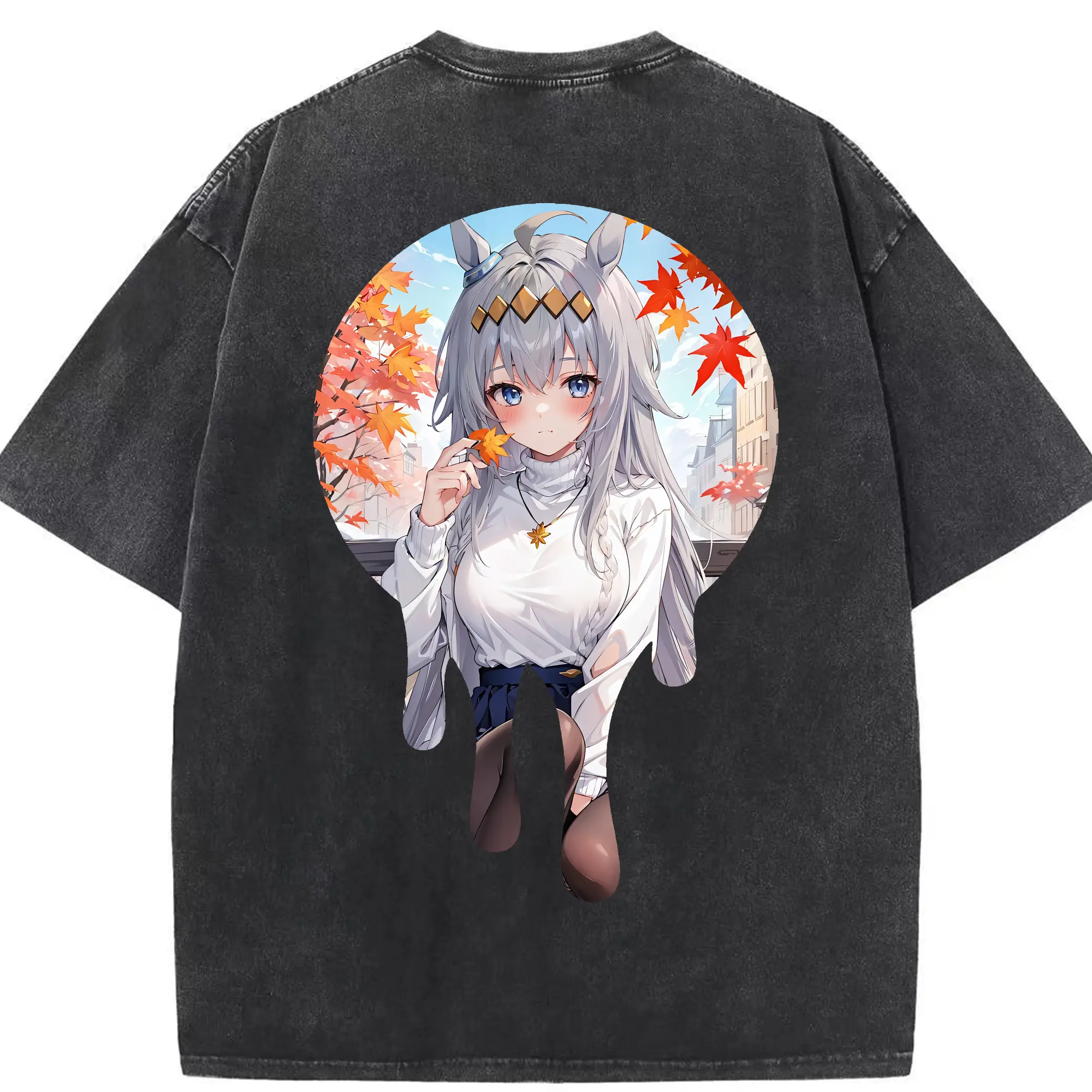 ウマ娘 プリティーダービー グッズ オグリキャップ - 綿100％ ヴィンテージ風 半袖Tシャツ ・ 背面プリント ・ 柔らか肌触り ・ 通気性 快適 ・ スポーツ カジュアル 外出用